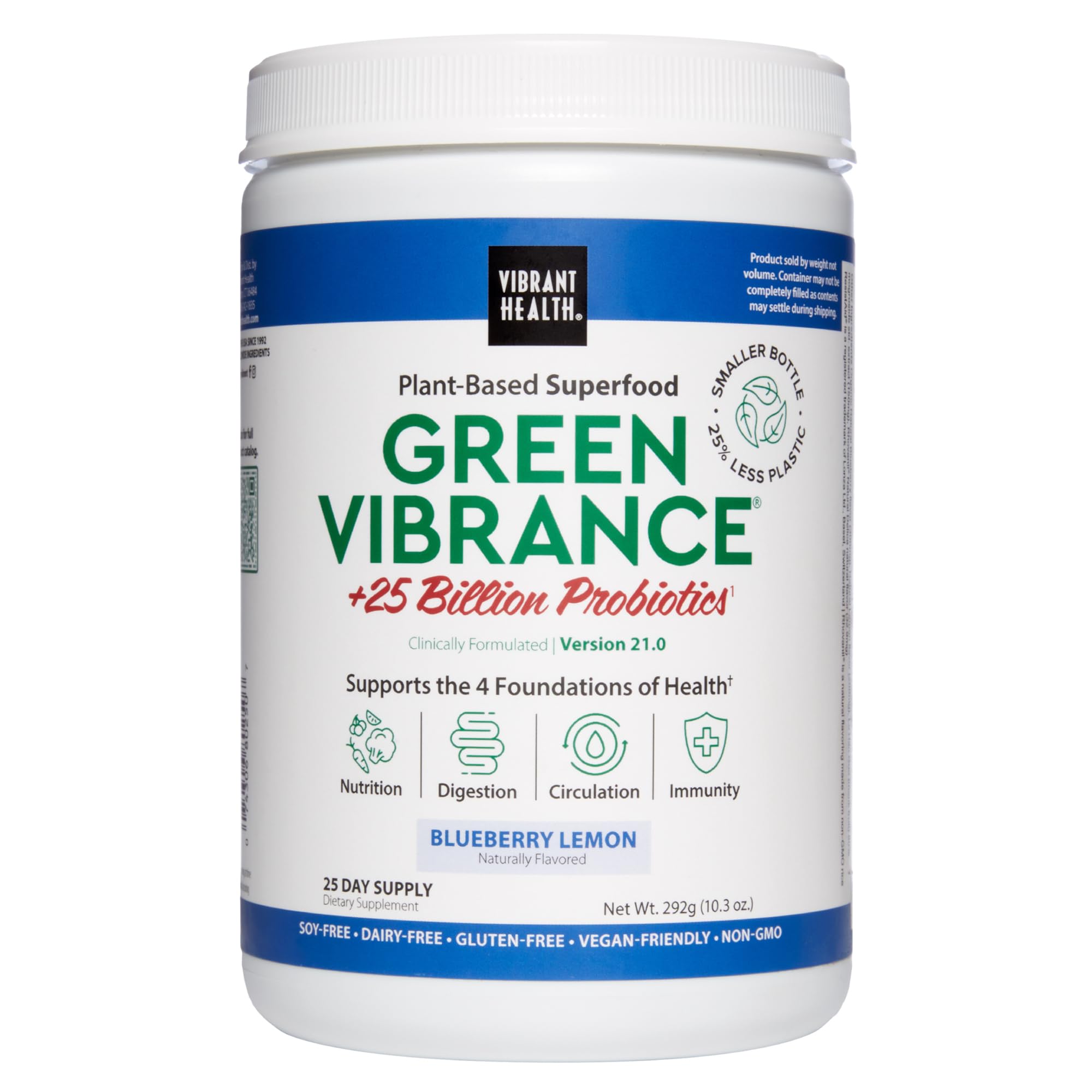 Vibrant Health, Green Vibrance, Superfoods Powder with 70+ Plant-Based Whole Foods & 25 Billion Probiotics Per Serving, Blueberry Lemon, 25 Servings Vibrant Health Au supplements