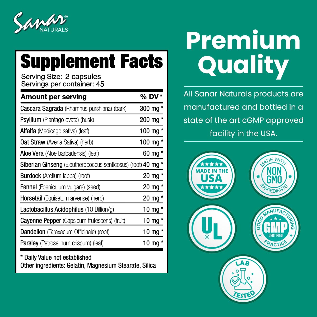 Sanar Naturals Colon Cleanser - Herbal Blend with Probiotics and Fibers - Digestive Health Sanar Naturals Au supplements