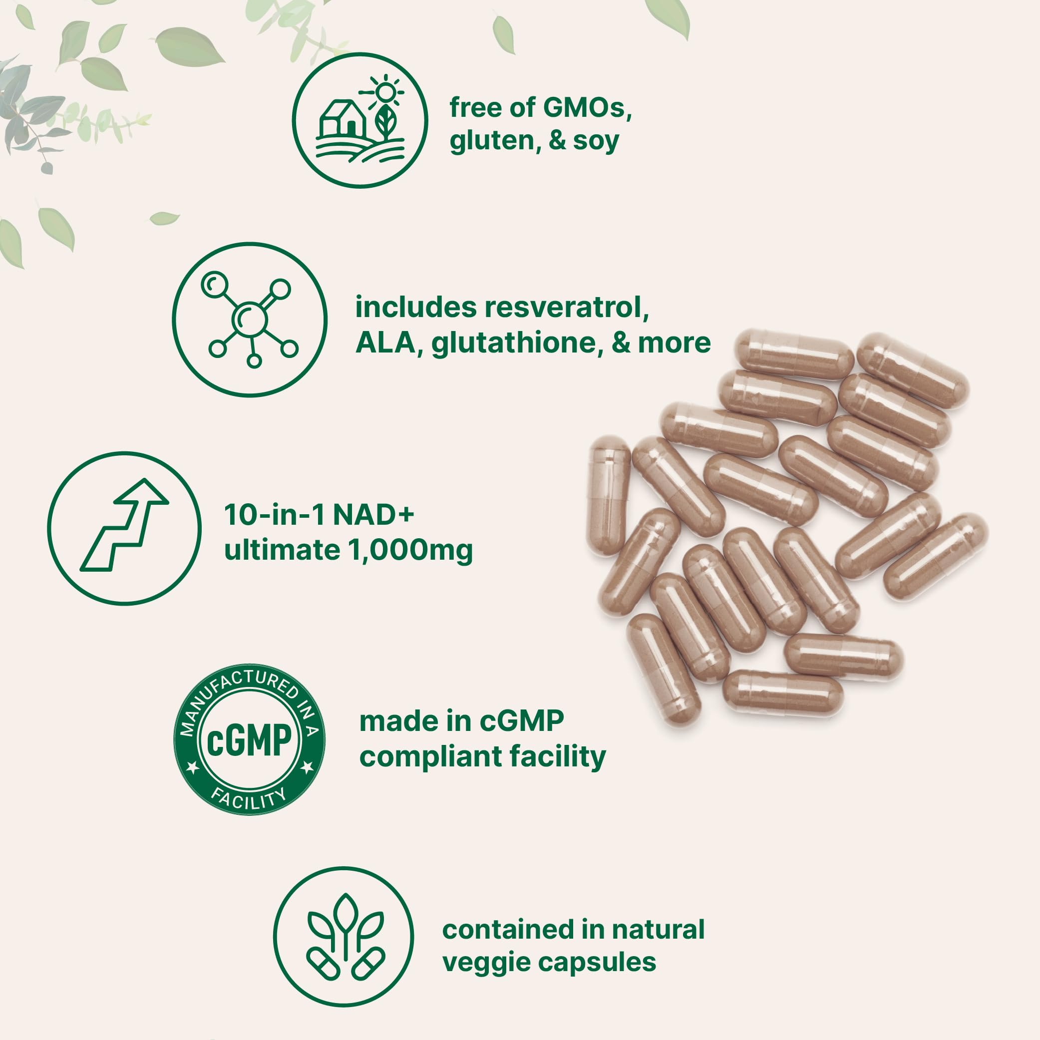Micro Ingredients Liposomal NAD+ Ultimate Complex 1,000mg | 60 Veggie Capsules | NMN Pathway Formula | 10-in-1 with Resveratrol, Glutathione, & Astaxanthin | NAD Supplement for Women & Men Micro Ingredients Au supplements