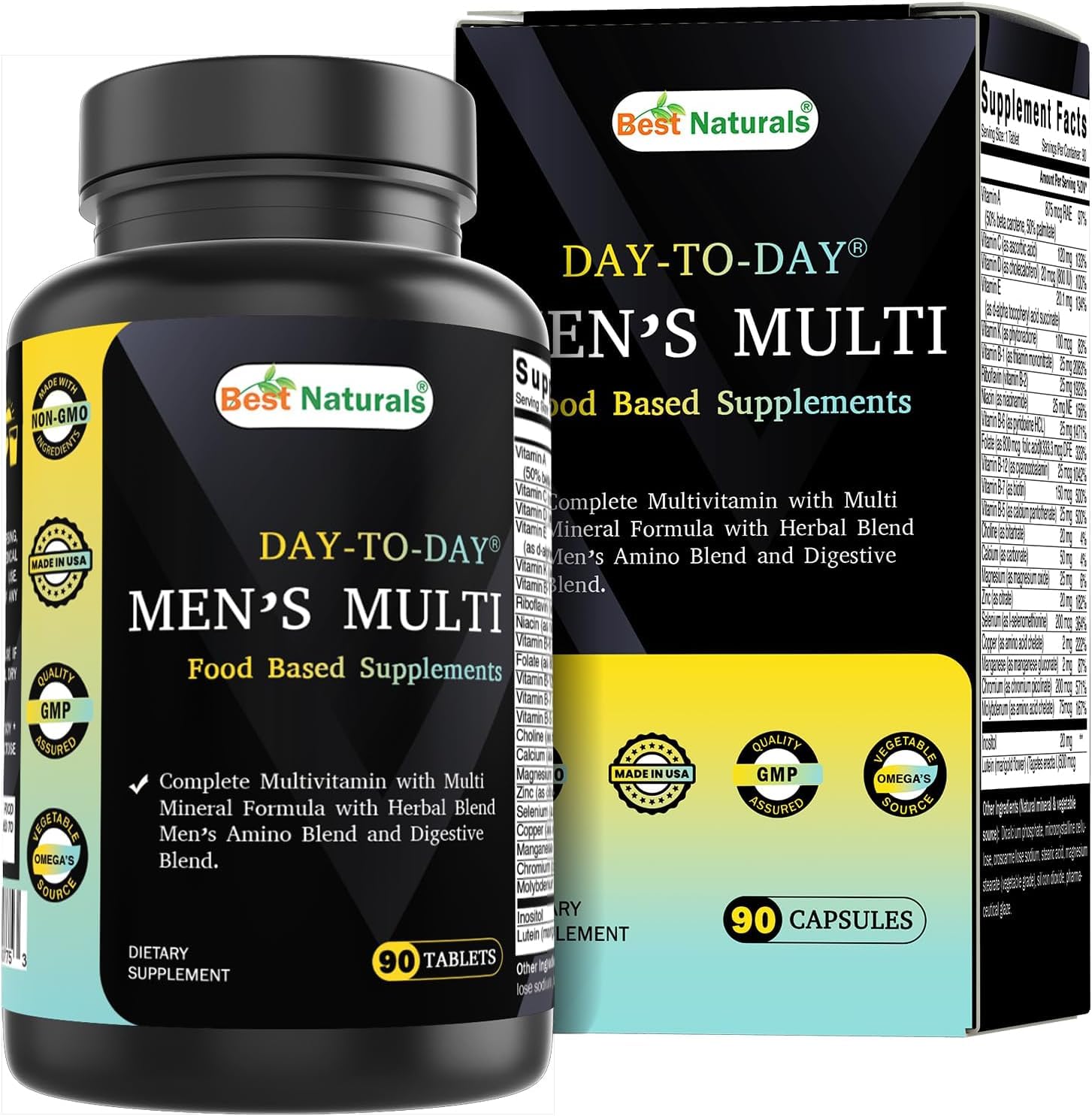 Best Naturals Day-to-Day Men's Multivitamin Food Based Supplement with Vitamin A, L-Arginine, L-Glutamine, L-Lysine- 90 Tablets Best Naturals Au supplements