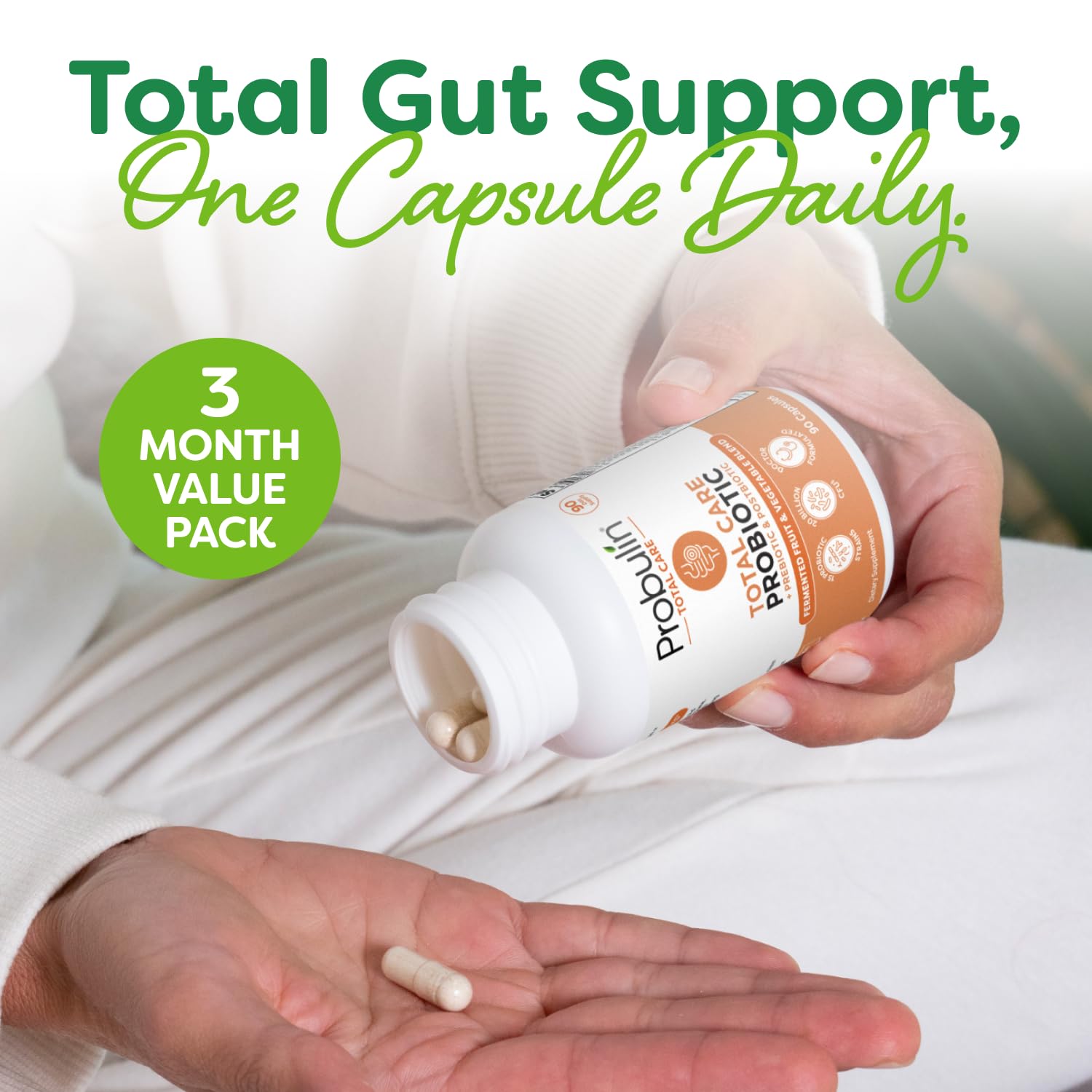 Probulin Total Care Probiotic Supplement, Daily Gut, Digestive, and Immune Health Probiotics Capsules for Men and Women, 20 Billion CFU, Vegan, 90 Count Bottle Probulin Au supplements