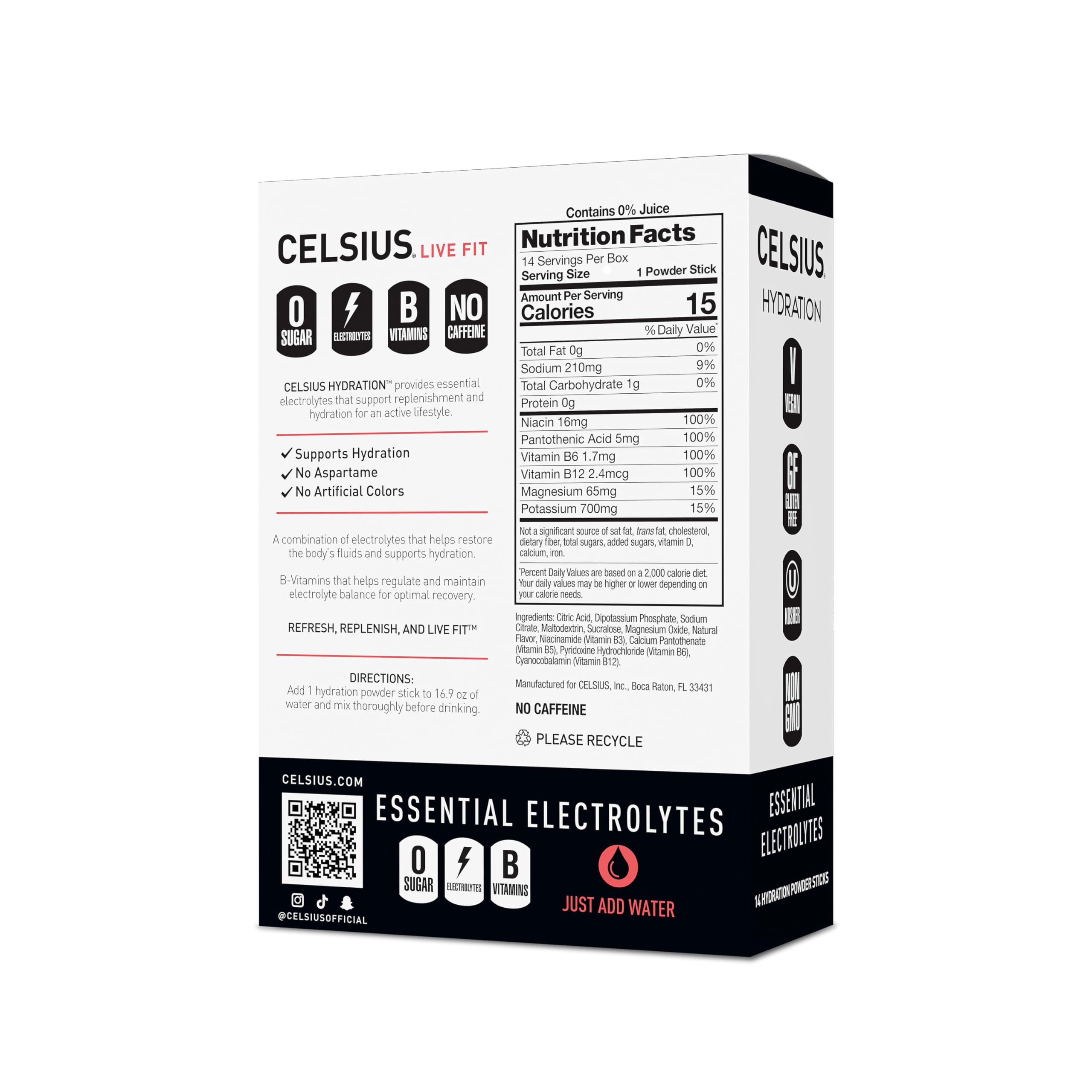 CELSIUS Hydration™ Strawberry Watermelon, Sugar Free Electrolyte Hydration Drink Mix (Pack of 14)