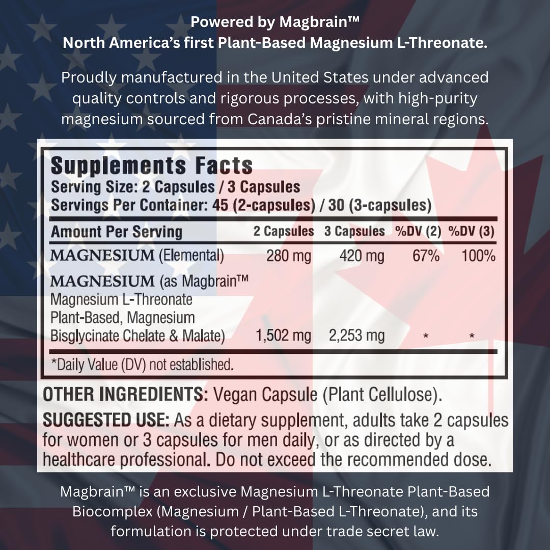 Kappa Nutrition Powered by Magbrain™ Magnesium L-Threonate Plant-Based, 90 Vegan Capsules, 420mg Elemental Magnesium (3 Capsules) from 2,253mg, Brain, Sleep & Muscle Support. KAPPA NUTRITION Au supplements