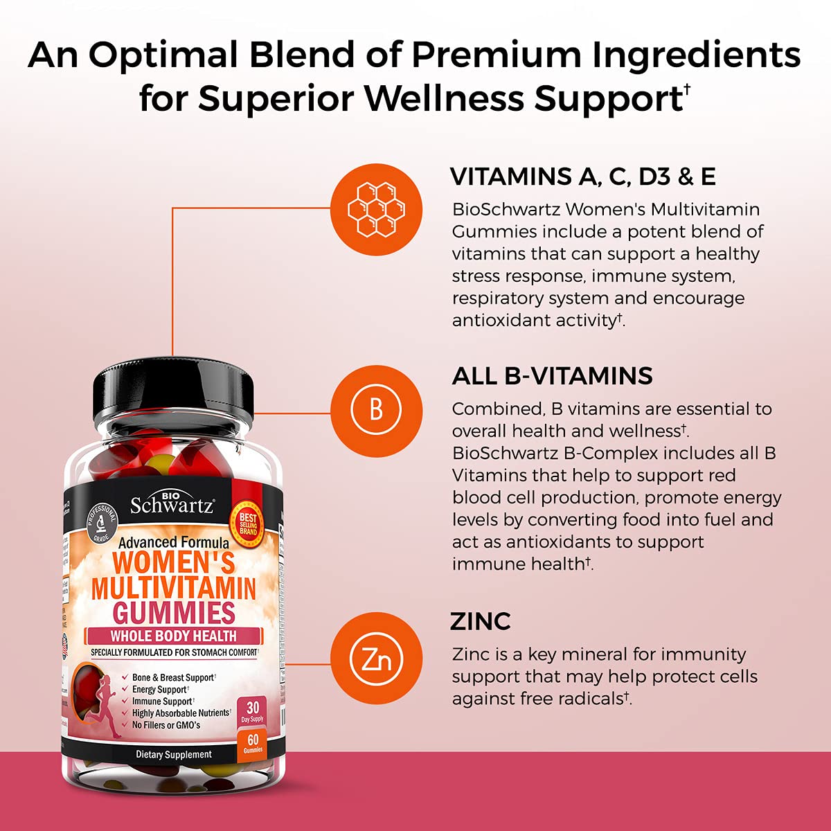 Women's Multivitamin Gummies with A C B6 B12 D & E Vitamins for Immune Support BioSchwartz Au supplements