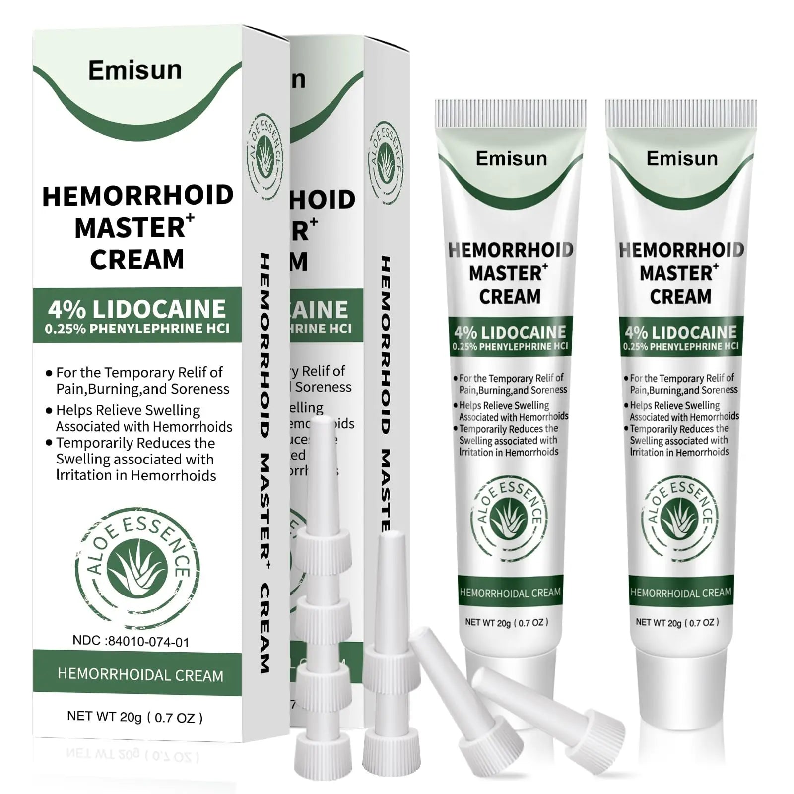 Hemorrhoid & Fissure Ointment, Hemorrhoid Treatment and Hemorrhoid Cream with Lidocaine 4% and Phenylephrine HCI for Fast Relief of Pain, Swelling, Itching, Burning, Hemorrhoidal treatment, 2 Pack-J2 Emisun Au supplements