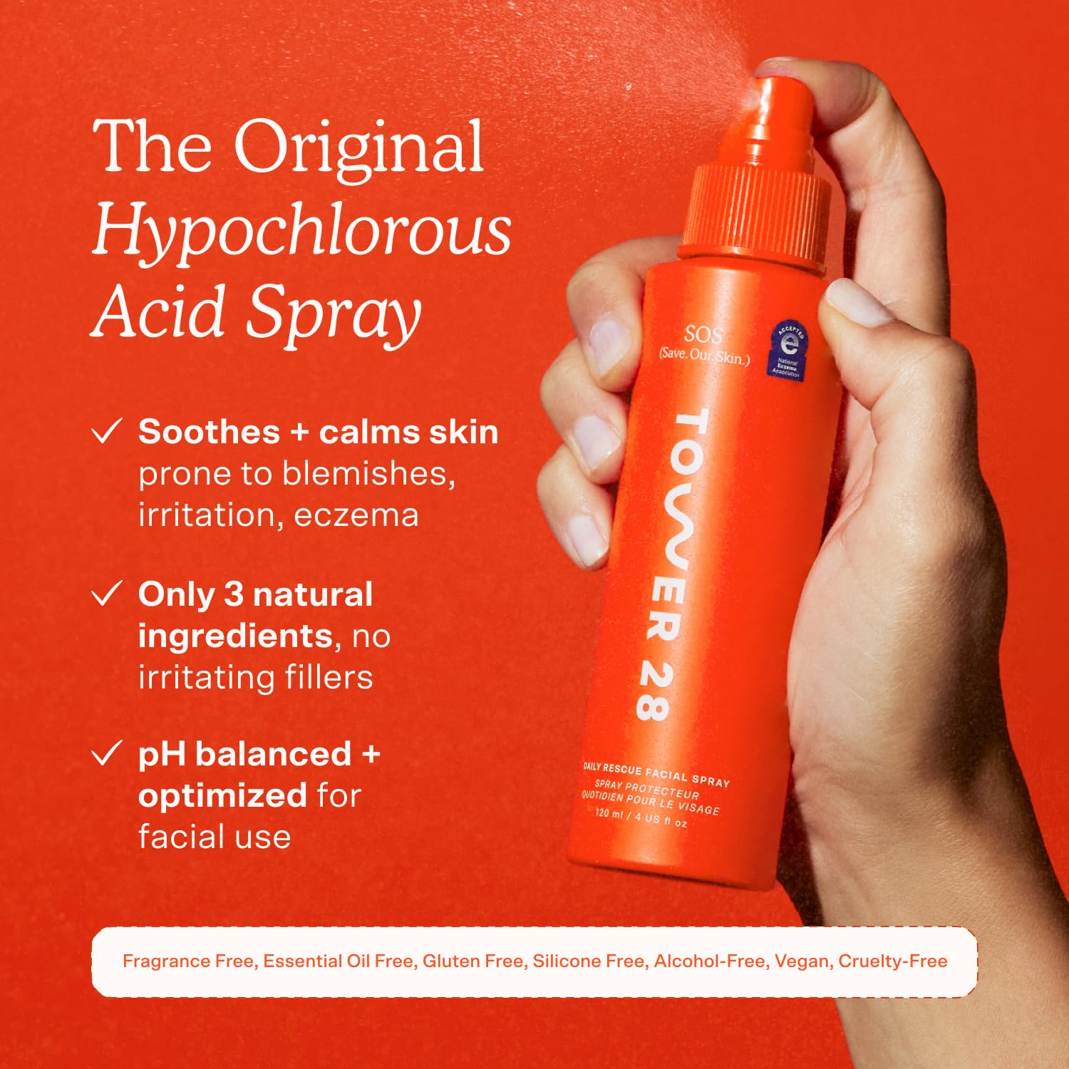 Tower 28 SOS Daily Rescue Facial Spray - Hypochlorous Acid Spray to Help Reduce Redness, Calm Irritation + Alleviate Flare-Ups - Soothing + Purifying Face Toner - Everyday Skin Care Essential (4 oz) Tower 28 Au supplements