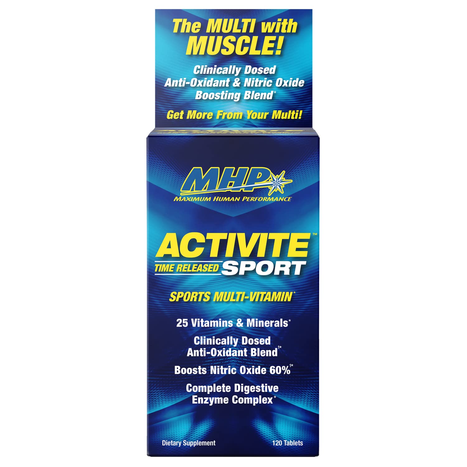 MHP Activite Sport Multi Vitamin, 25 Vitamins and Minerals, Nitric Oxide Booster, Digestive Enzymes, Antioxidants, 120 Tablets Maximum Human Performance Au supplements