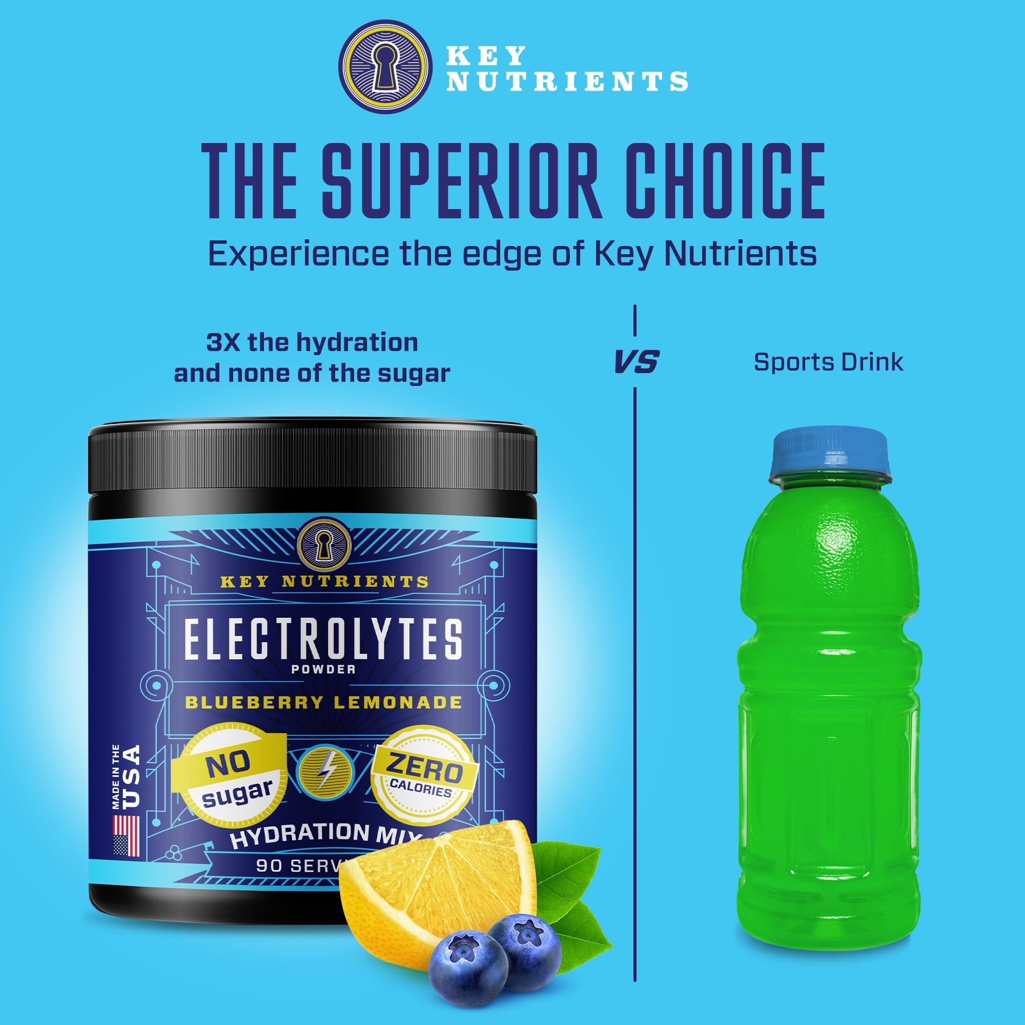 KEY NUTRIENTS Multivitamin Electrolytes Powder No Sugar - Fresh Blueberry Lemonade KEY NUTRIENTS Au supplements