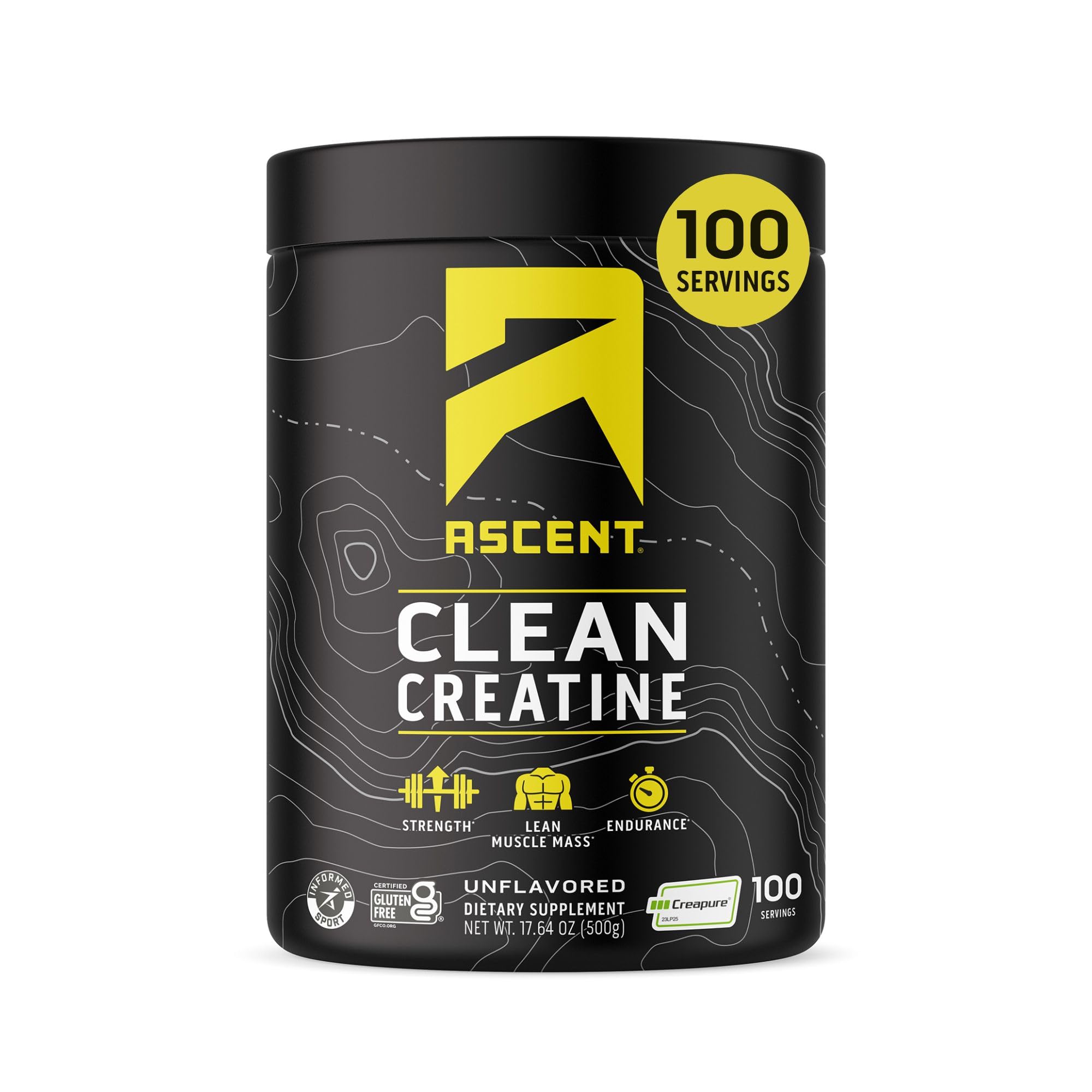 Ascent Clean Creatine Monohydrate Powder - 5G Per Serving, Creapure Creatine Supplement - Unflavored, 100 Servings Ascent Au supplements