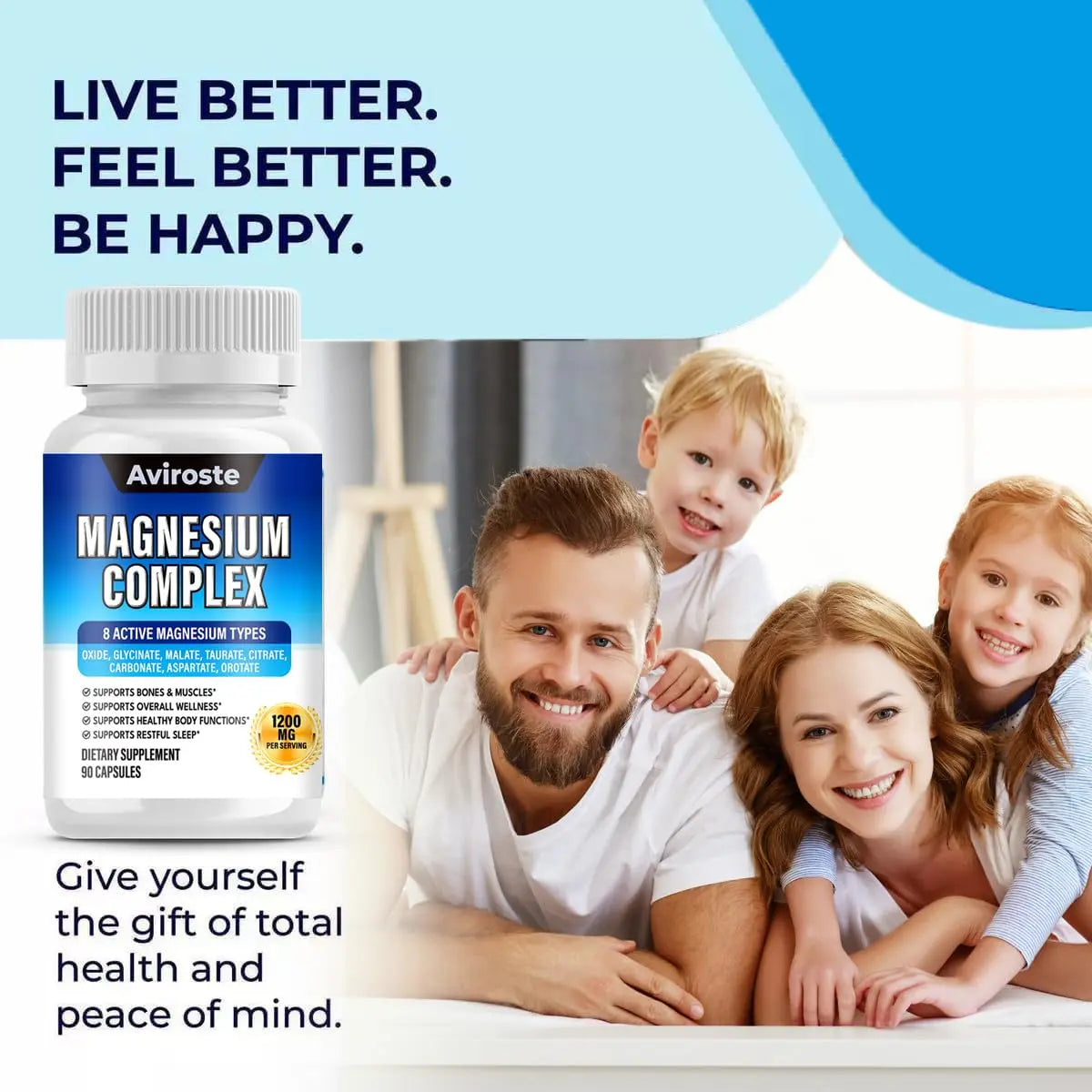 8 in 1 Magnesium Complex Supplement - 8 Elemental 1000mg - Magnesium Glycinate, Citrate, Malate, Taurate - High Absorption,for Muscle, Nerve & Sleep Support - 90 Capsules Aviroste Au supplements