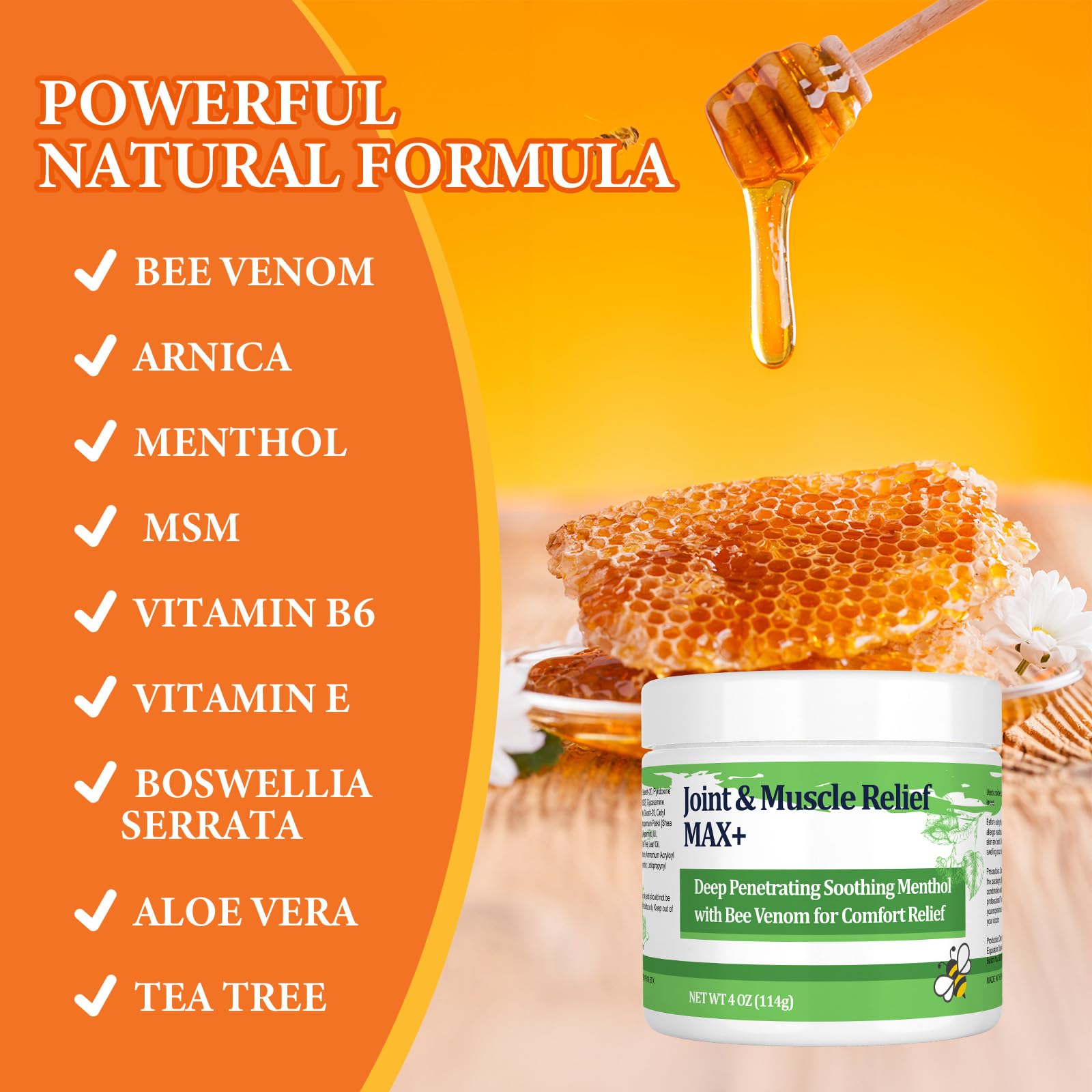 DUBOONAIO Max Energy Bee Venom Cream, Muscle Joint Soothing Cream, Pure Natural, for Back, Neck, Hands, Feet, Shoulder, Leg, Knee, Ankle Care DUBOONAIO Au supplements