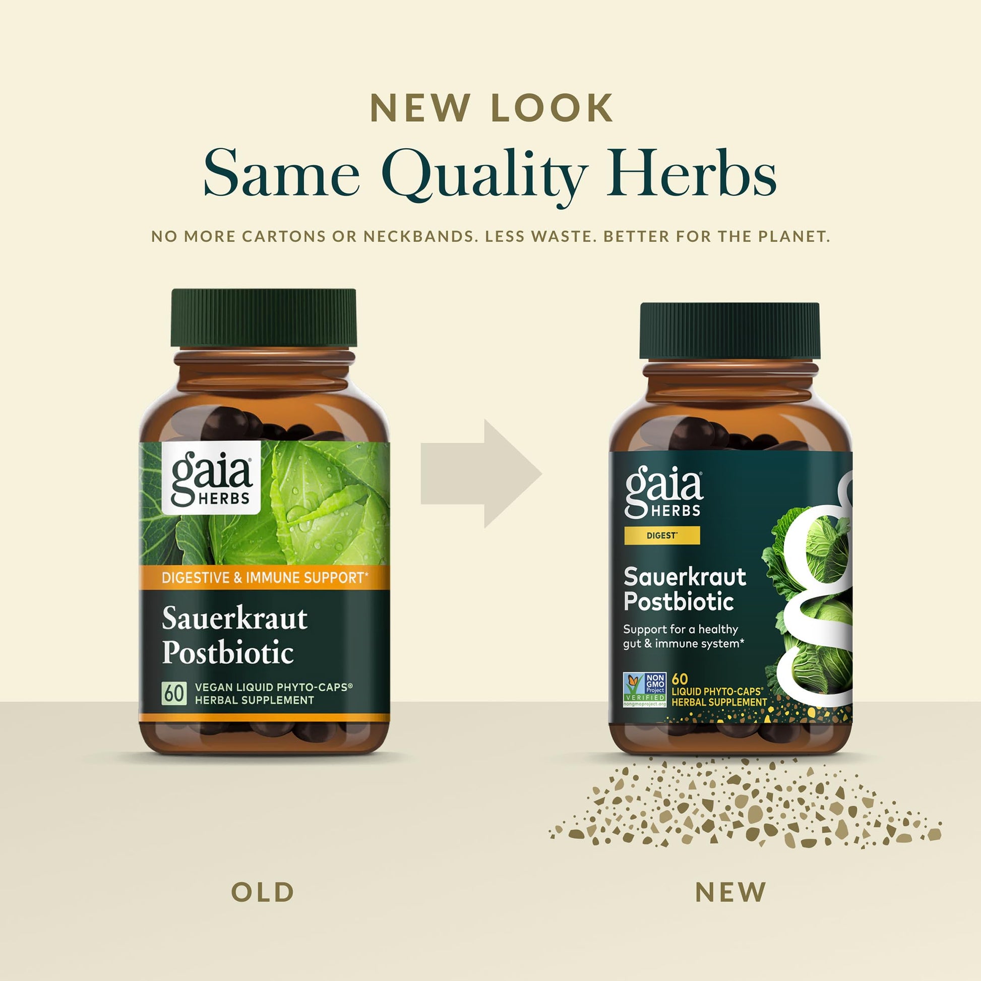 Gaia Herbs Sauerkraut Postbiotic - Gut Health & Immune Support Supplement* - Made with Fermented Sauerkraut - Free from Dairy, Soy & Gluten - 60 Vegan Liquid Phyto-Caps (30 Servings) Gaia Herbs Au supplements