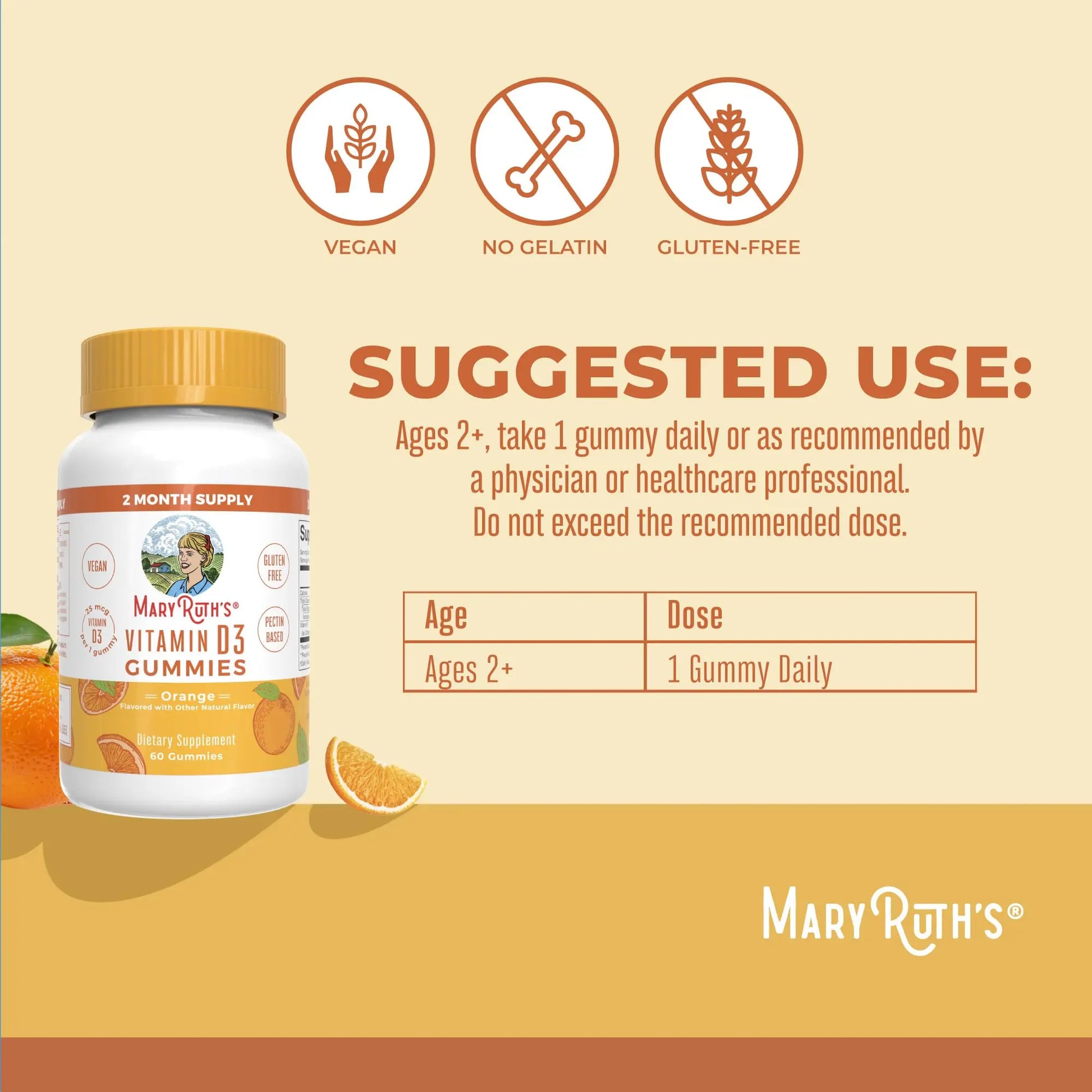 MaryRuth Organics Vitamin D3 Gummies | 2 Month Supply | Adults & Kids Vitamin D Gummy | Immune Support Supplement | VIT D3 1000IU for Bone Health&Muscle Function | Vegan | Non-GMO | Gluten Free | 60 MARYRUTH'S Au supplements