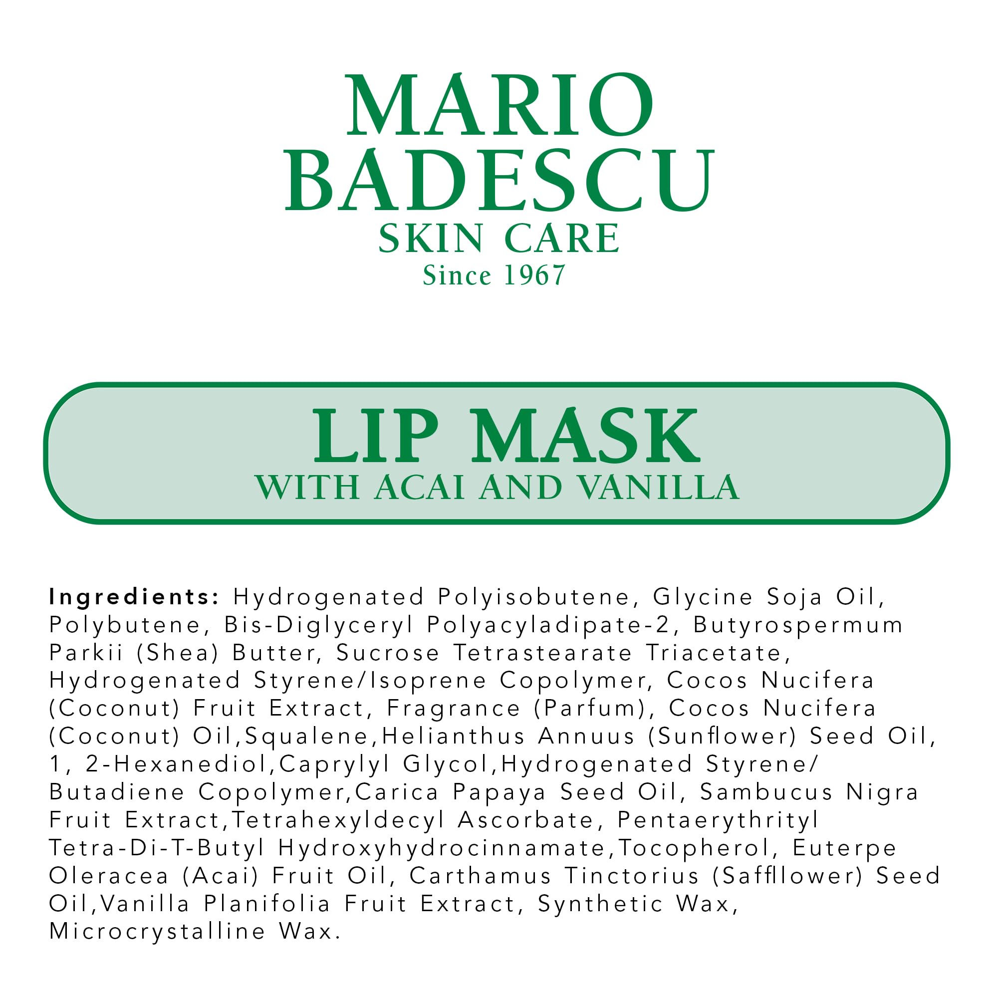 Mario Badescu Lip Mask with Acai and Vanilla for All Skin Types, Overnight Lip Treatment Enriched With Skin Softening Coconut Oil and Hydrating Shea Butter, 0.5 Ounces Mario Badescu Au supplements