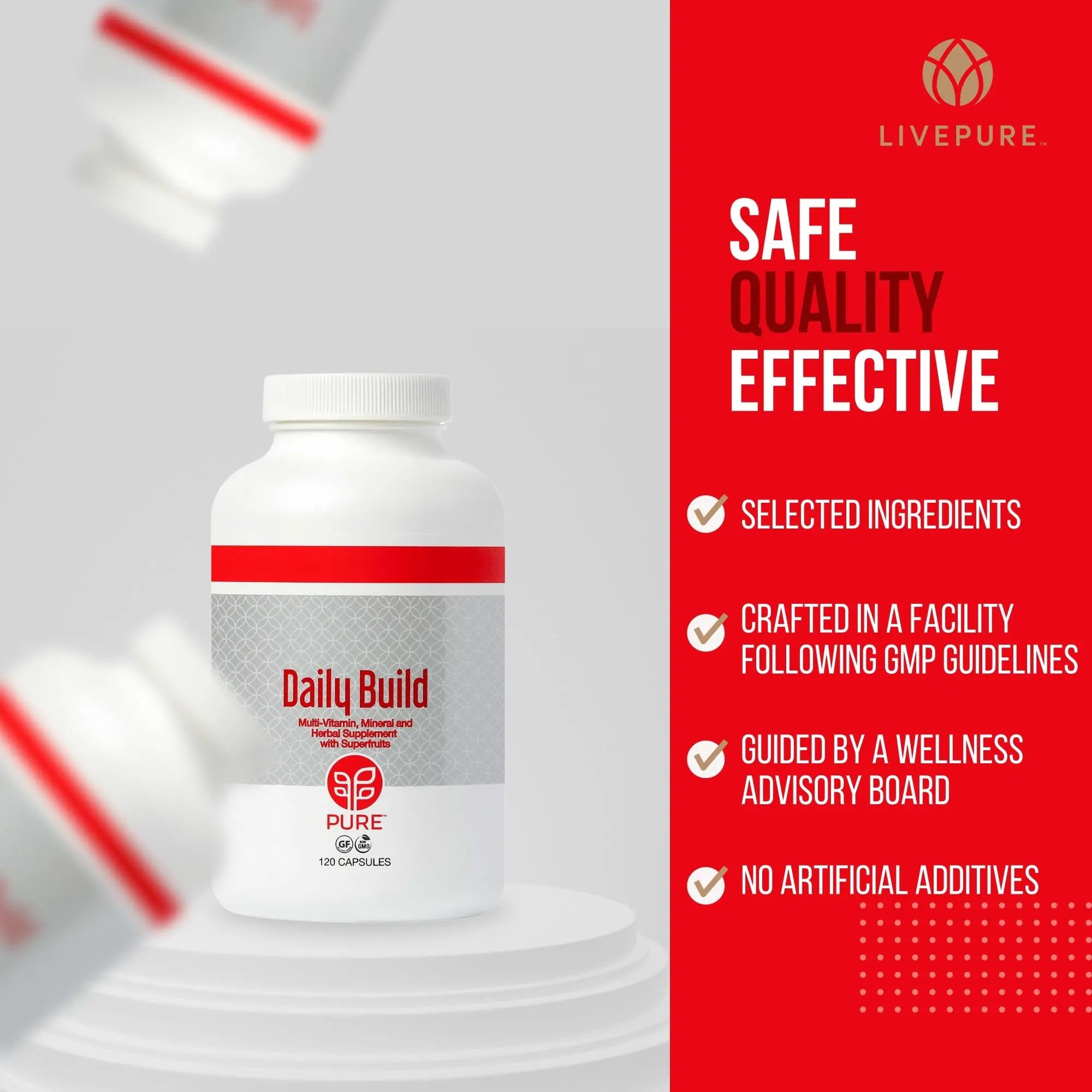 PURE Daily Build | 120 Capsules | Advanced Multivitamin Supplement | Enhanced with Essential Vitamins, Minerals PURE Au supplements