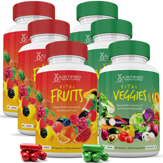 (6 Pack) Vital Fruits and Veggies Supplement Whole Food Red & Green Superfoods Justified LaboratoriesAU supplements