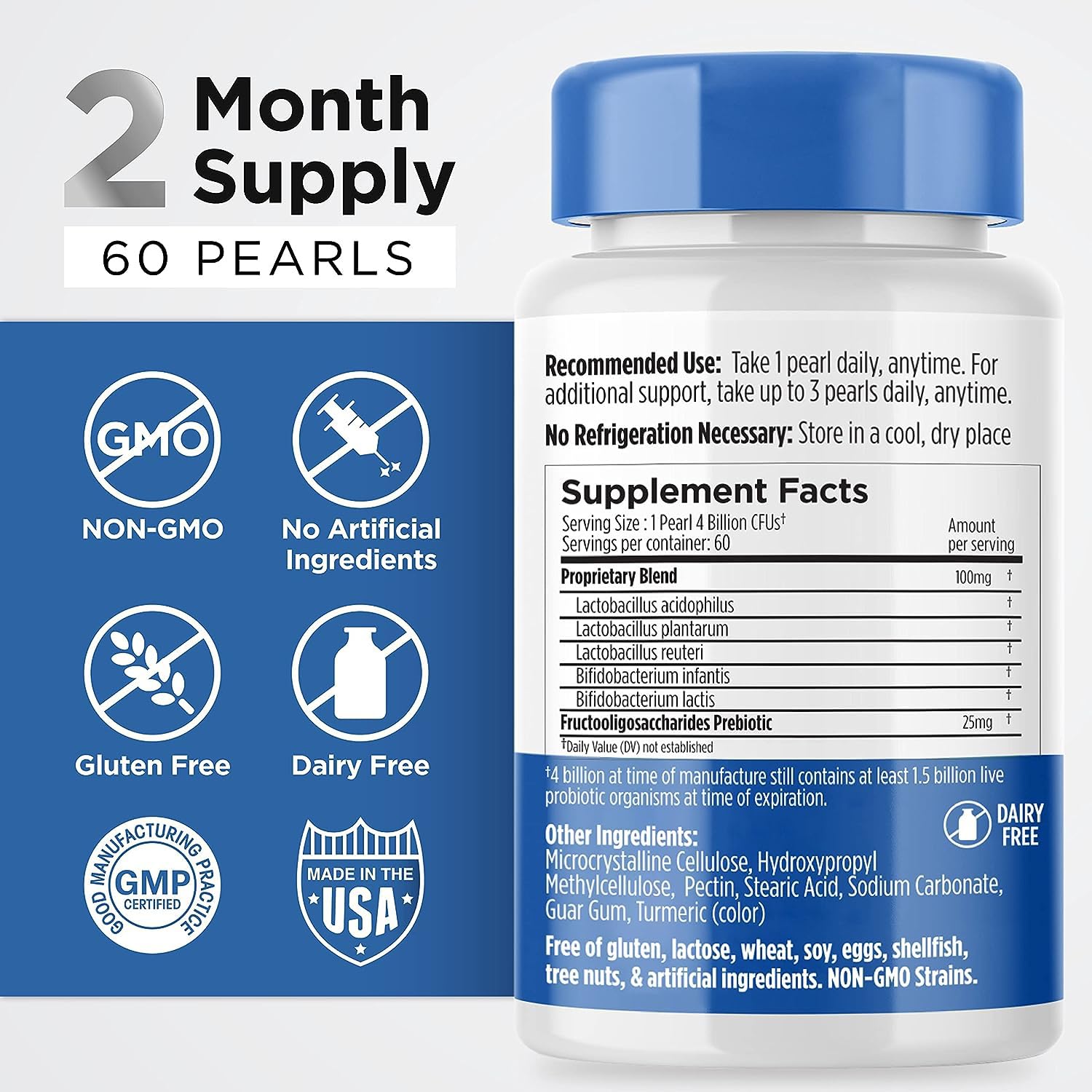 Earth's Pearl Probiotics for Women & Men & Kids - Pearl-Shaped Probiotic & Prebiotics with BIO-Tract®, 4 Billion CFU, Gut Health Support (60-Day Supply) Earth's Pearl Au supplements