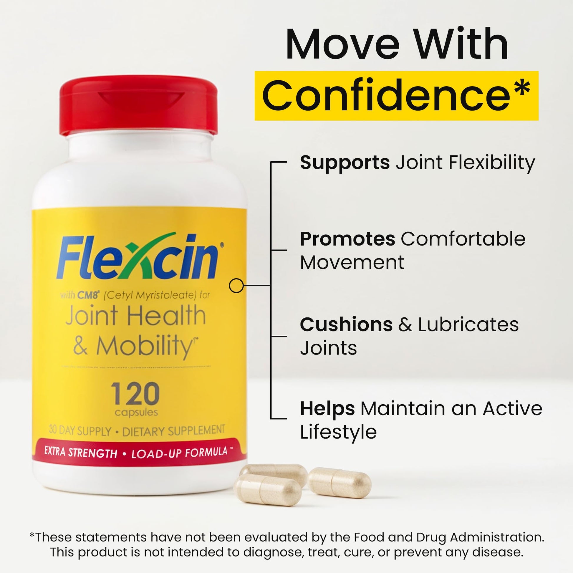 Flexcin Extra Strength Joint Formula with CM8 (Cetyl Myristoleate) - Joint Supplements for Men and Women with Glucosamine, MSM, Collagen Type II - 120 Capsules Flexcin Au supplements