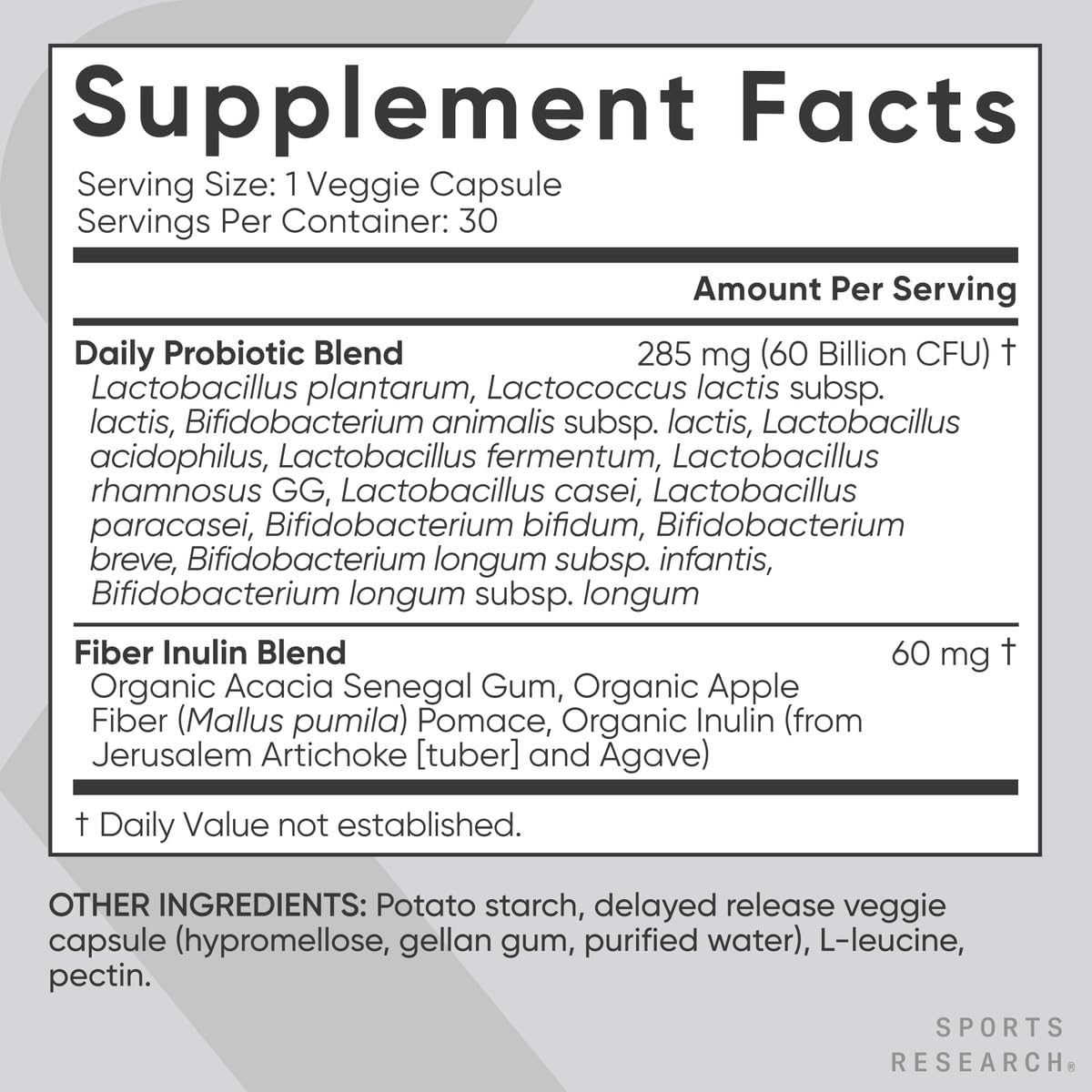 Sports Research Daily Probiotics with Prebiotics, 60 Billion CFU - Vegan Capsules for Gut Health & Digestive Support, Probiotics for Women & Men - Non-GMO Verified & Gluten Free - 30 Count Sports Research Au supplements