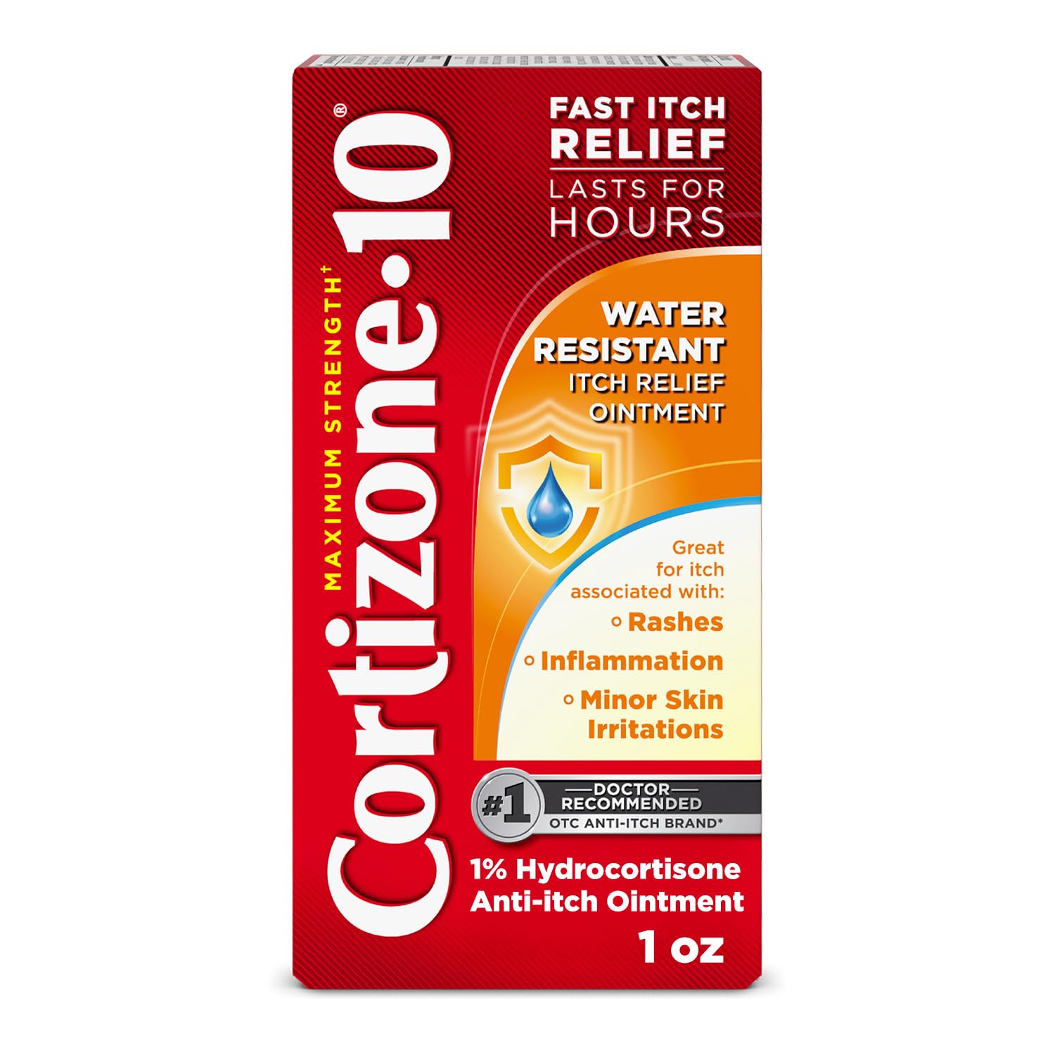 Cortizone-10 Maximum Strength Water Resistant Itch Relief Ointment, 1% Hydrocortisone, Fast-Acting, Anti-Itch Cream for Bug Bites, Rash, Eczema, Psoriasis, Poison Ivy, Oak, Sumac & More, 1 oz Cortizone 10 Au supplements