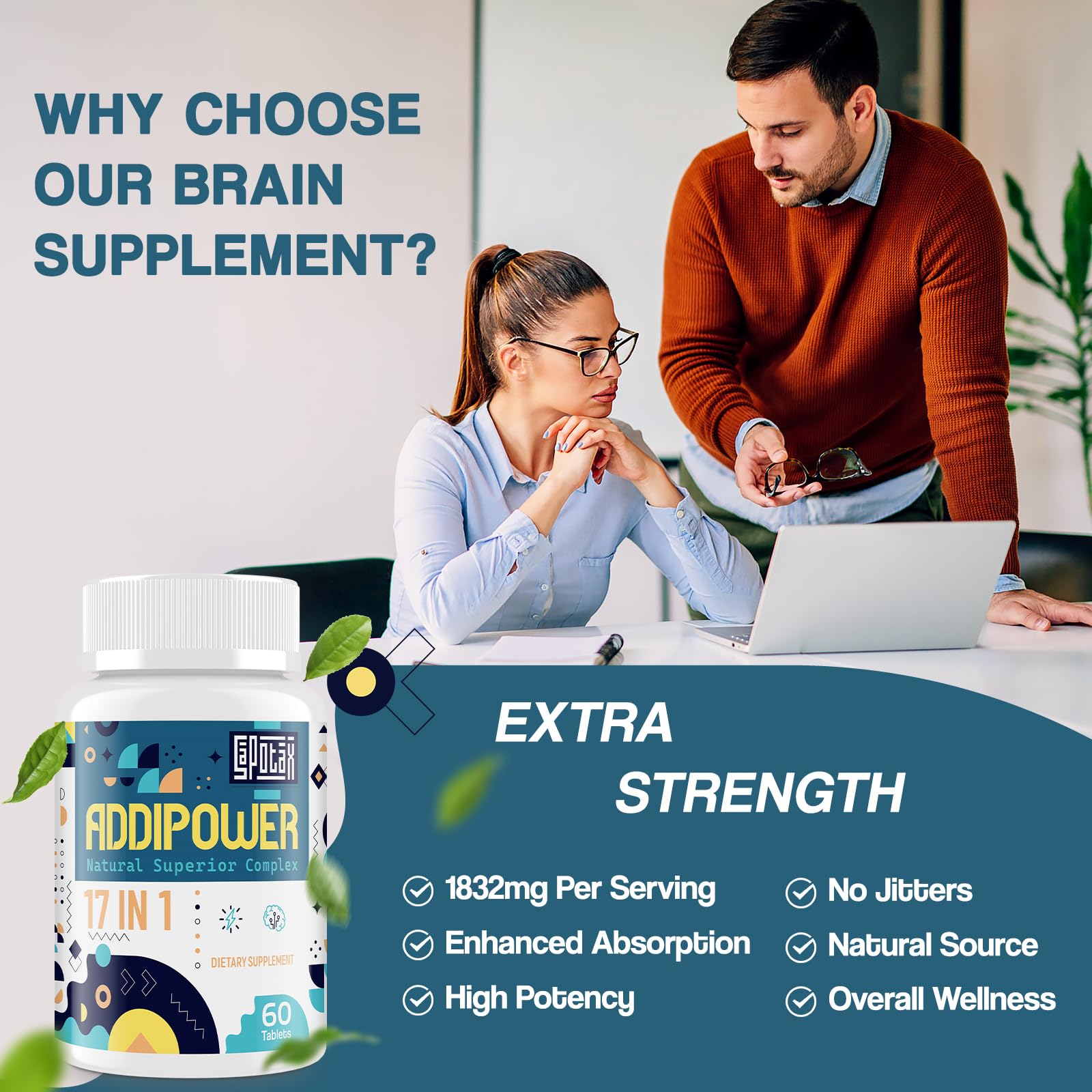 17-in-1 Brain Supplement for Memory and Focus | Nootropic Brain Supplement for Mental Clarity, Concentration, Alertness | Natural Nootropics with Herbal Extracts, Vitamins & Amino Acids (60 Tablets) Sapotax Au supplements