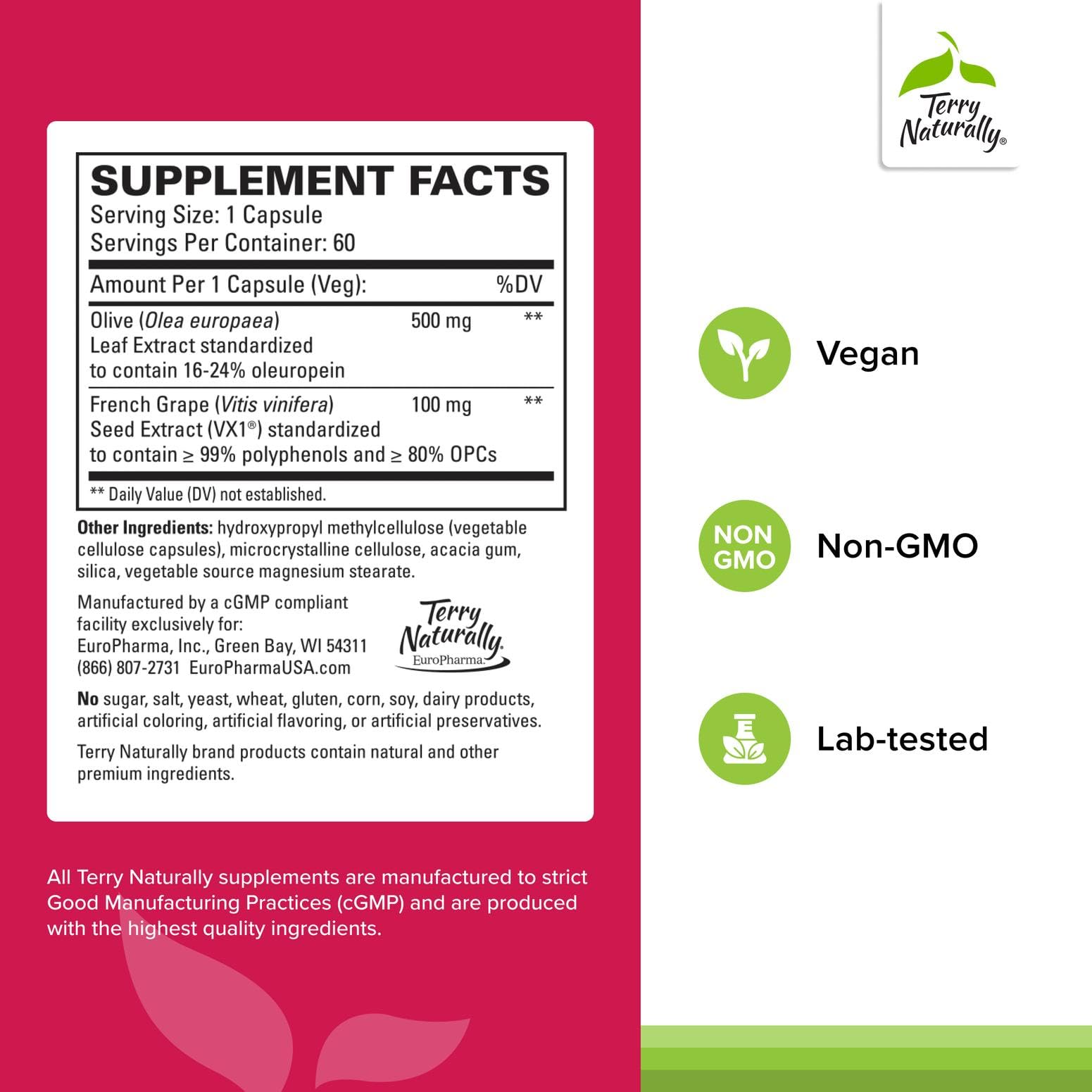 Terry Naturally Blood Pressure Health - Healthy Blood Flow & Circulation Support Supplement - Heart Health Supplement with Antioxidants - Cardiovascular Support - 60 Capsules Terry Naturally Au supplements