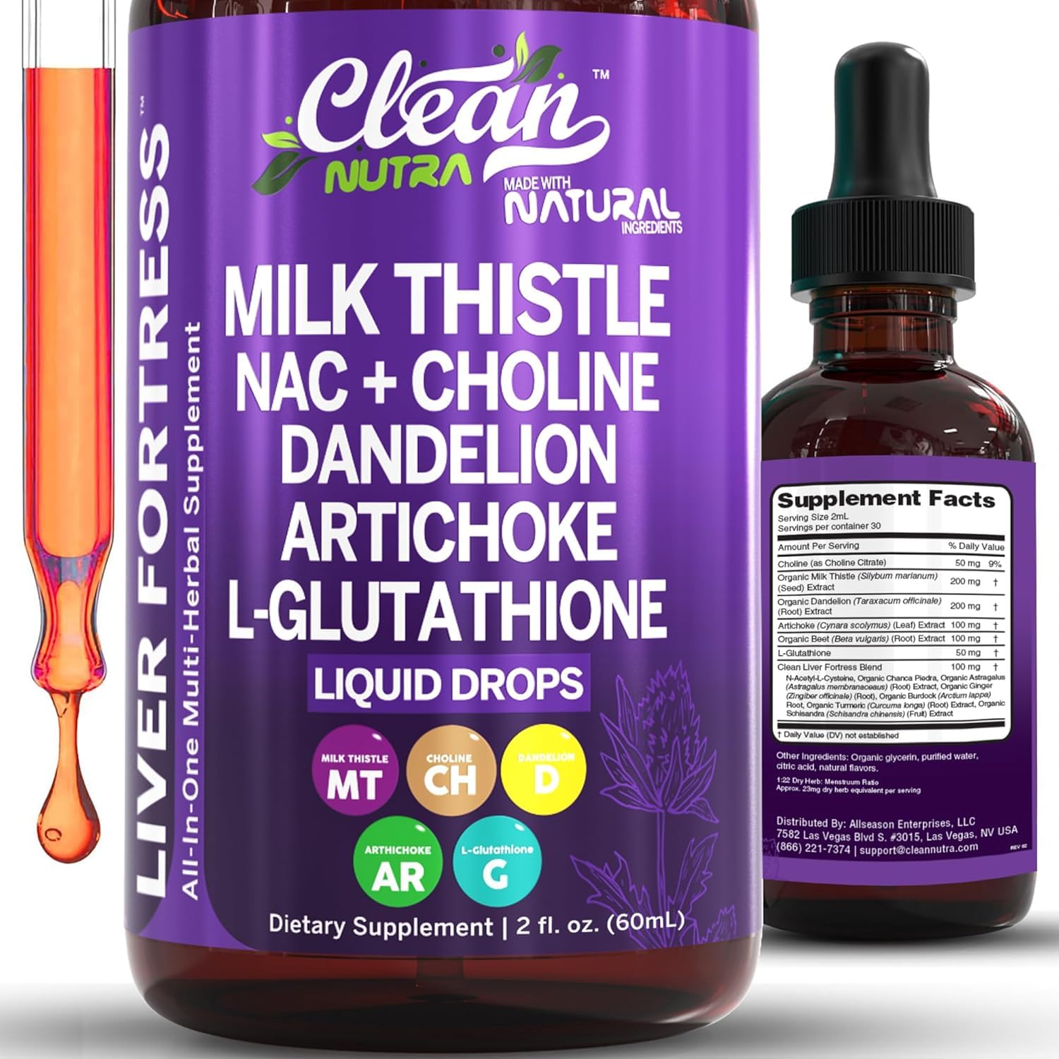 Clean Nutraceuticals Milk Thistle NAC Liver Cleanse Detox & Repair Supplement Liver Support Liquid Drops with Dandelion Extract, Artichoke, Chanca Piedra, Choline, L-Glutathione, Burdock, Schisandra Clean Nutraceuticals Au supplements