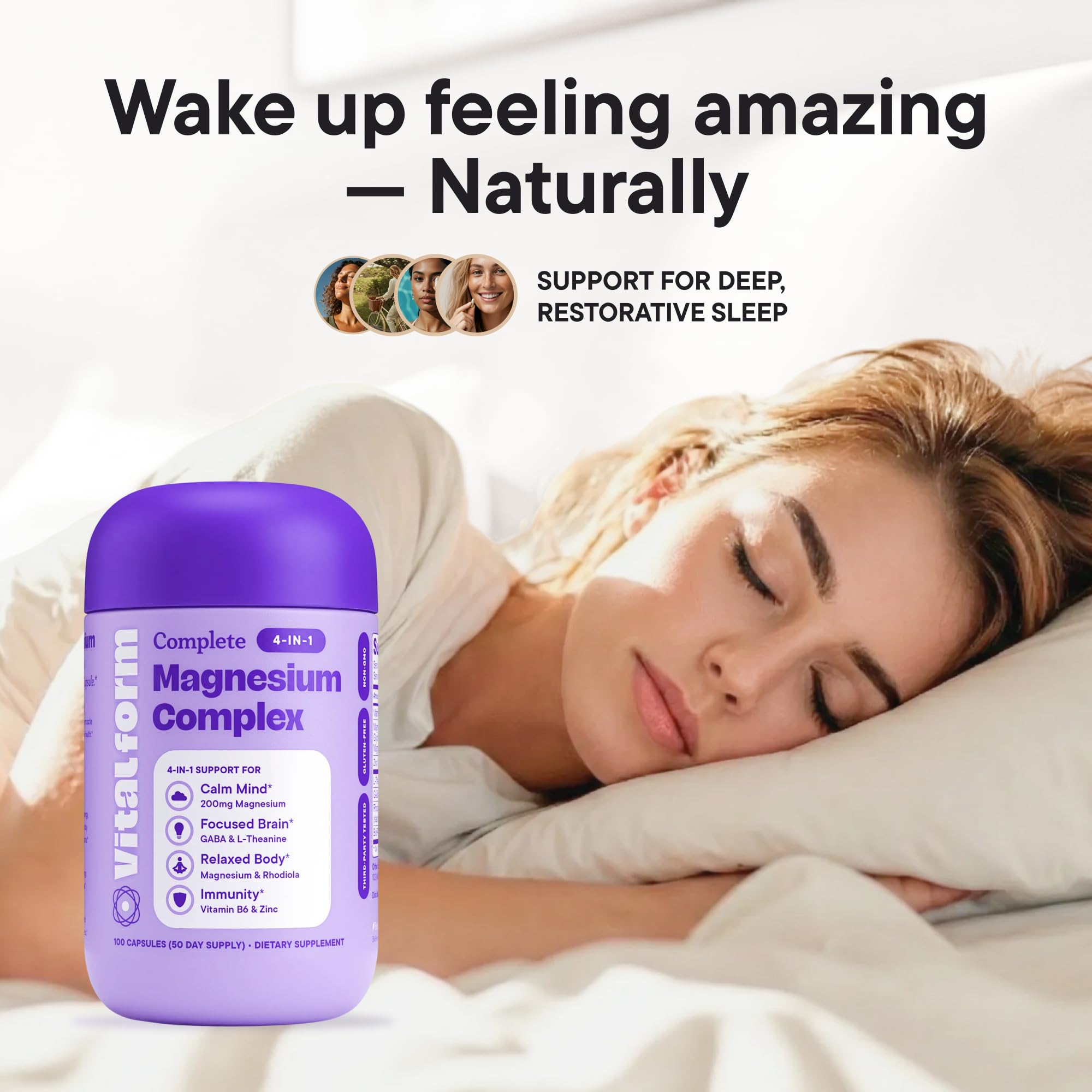 VitalForm Magnesium Glycinate Sleep Complex – Non-Habit Forming Support with L-Theanine, GABA, Zinc & Rhodiola – Promotes Relaxation, Calm & Muscle Recovery – Non-Melatonin – 100 Capsules VitalForm Au supplements