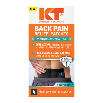 KT Tape, Back Pain Relief Patches, Extra Large 4"x10", Menthol Infused Kinesiology Tape, Cooling Pain Therapy, Everyday Long-Lasting Relief, 4 Count KT Tape Au supplements