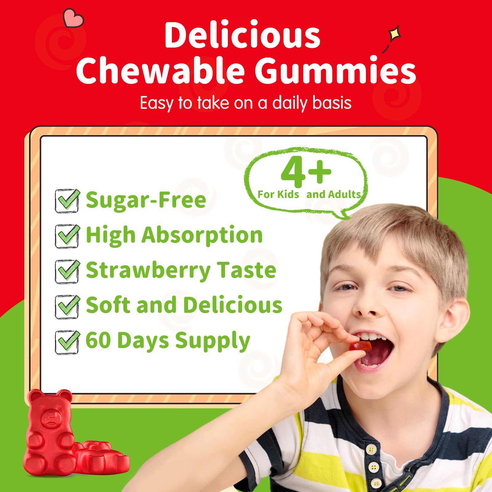 Magnesium Gummies for Kids - Magnesium Glycinate Gummies Supplement with L-Theanine, Vitamin B6, D3 for Kids & Adults Sleep, Calm, Relaxation, Brain, Bones, Sugar Free Strawberry 60ct ReviNutra Au supplements