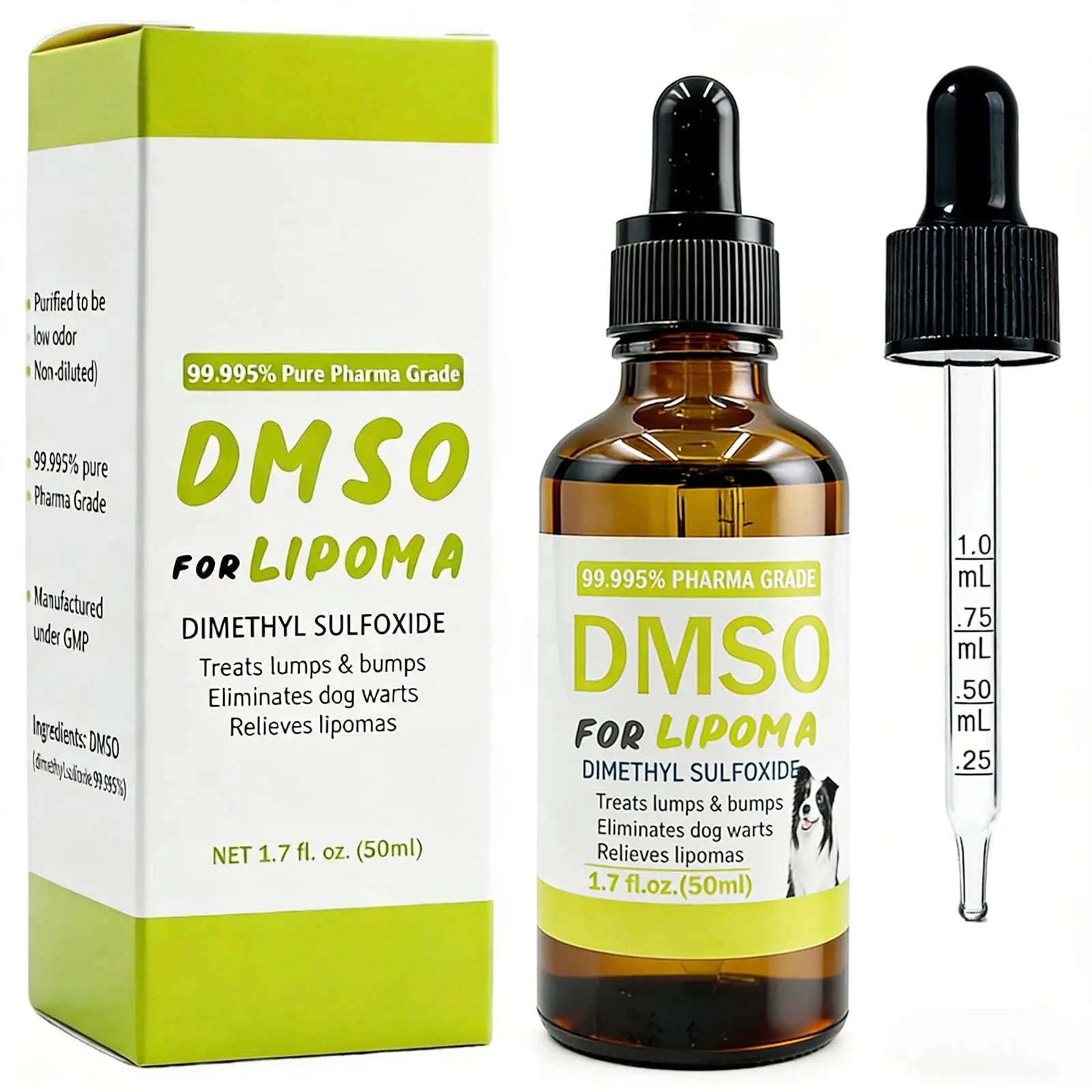 Topical 99.995% DMSO for Dogs Lipoma, Lipoma Treatment for Dogs, Reduce Fatty Lumps and Bumps Inflammation, Swelling, Dog Pain Relief, DMSO in Glass Bottle with Precision Dropper, 1.7 oz Jdicklary Au supplements