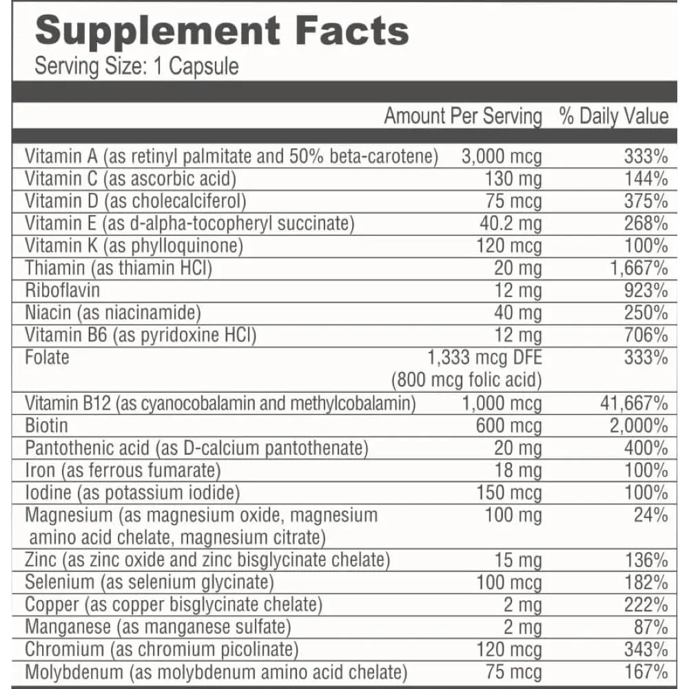 BariatricPal Multivitamin ONE 1 per Day! Bariatric Multivitamin Capsule with 18 mg of Iron | Easy to Swallow Capsule | BariatricPal AU supplements