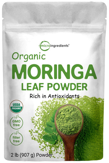 Organic Moringa Oleifera Leaf Powder for Hair, 2 Pounds, Rich in Antioxidants and Immune Micro Ingredients Au supplements