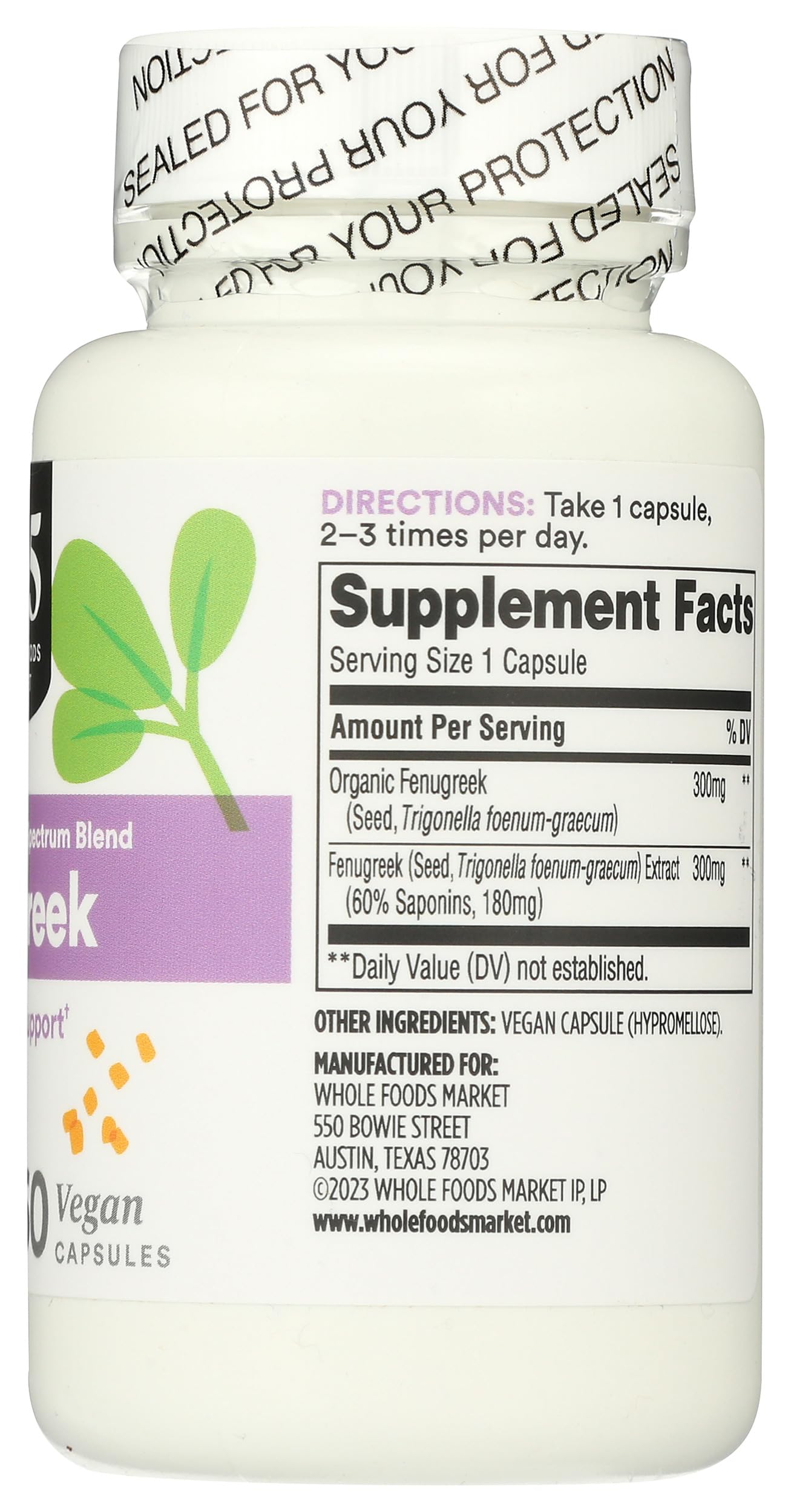 365 by Whole Foods Market, Fenugreek Standardized + Full Spectrum Blend, Lactation Support, Vegan Capsules, 60 Count 365 by Whole Foods Market Au supplements