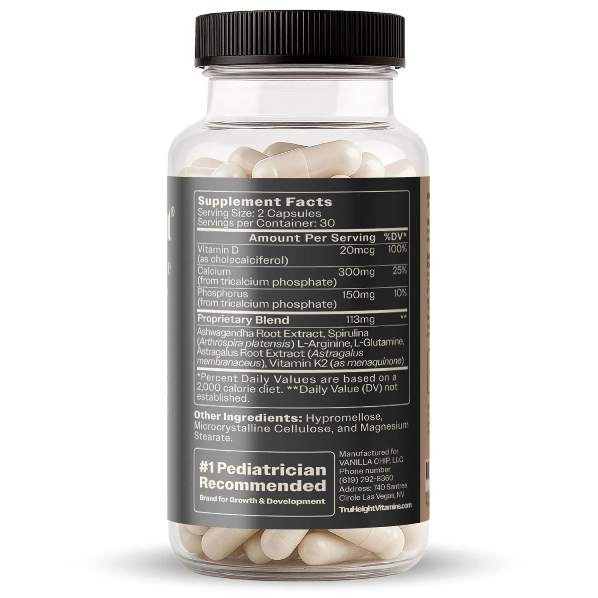 TruHeight Growth Capsules - Tall Nutrition for Natural Growth Supplement for Kids & Teens - Pediatric Vitamin D, K, Calcium & Ashwagandha TruHeight Au supplements