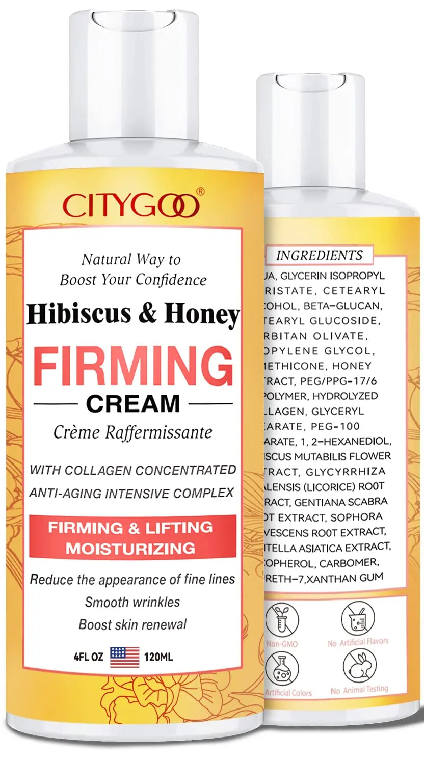 Hibiscus and Honey Firming Cream, Skin Tightening Lotion, Reduces the Look of Neck Lines CITYGOO uk supplements
