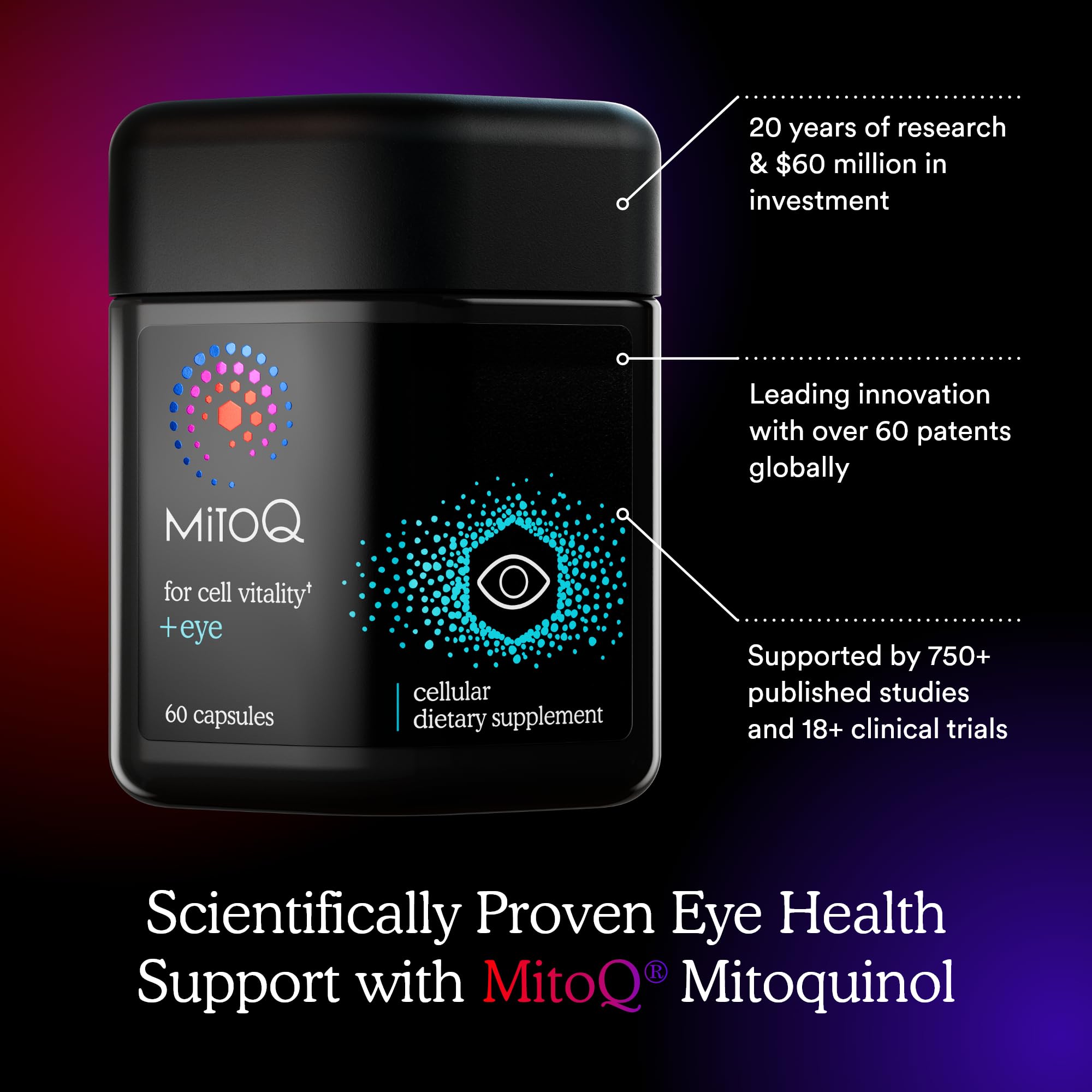 MitoQ +Eye – Eye Health Supplement with Lutein & Zeaxanthin (5:1 Ratio), Bilberry, Maritime Pine Bark, Zinc, Mitoquinol | Supports Macular Health, Visual Clarity & Blue Light Defense MitoQ Au supplements