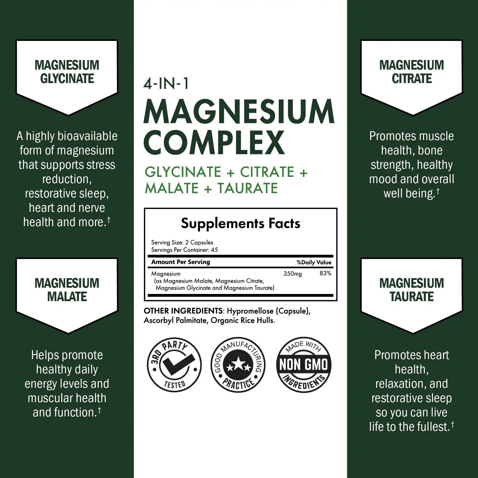 BioSchwartz Magnesium Complex Supplement (90 Capsules) 350mg Magnesium Glycinate Citrate Malate and Taurate Per Serving for Healthy Nerves Muscles Heart Sleep Support (Vegan, Gluten-Free, Non-GMO) BioSchwartz Au supplements