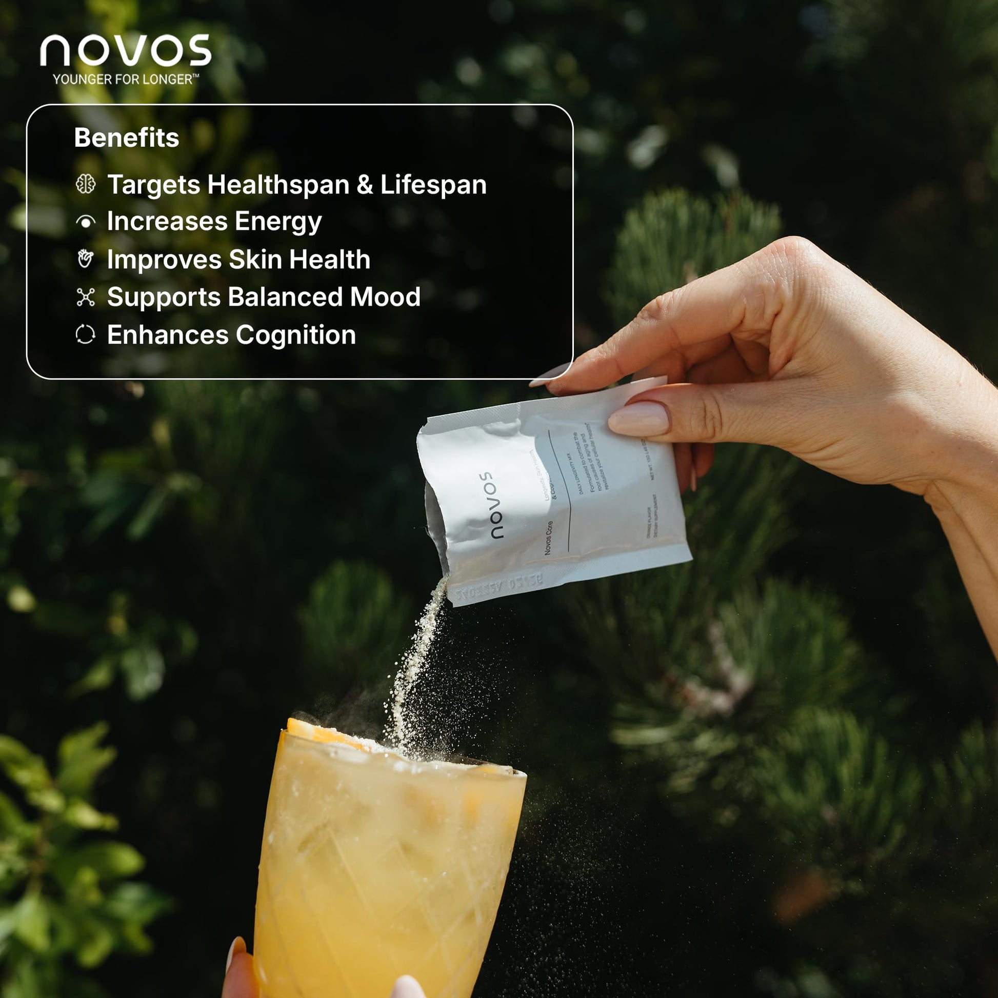 Novos Core Clinical Longevity Mix | Anti-Aging Supplement Drink Mix for Men & Women | Magnesium, L-Theanine, Fisetin and More | Supports Energy, Mood, Sleep & Cognition | Orange Flavor (30 Servings) Novos Au supplements