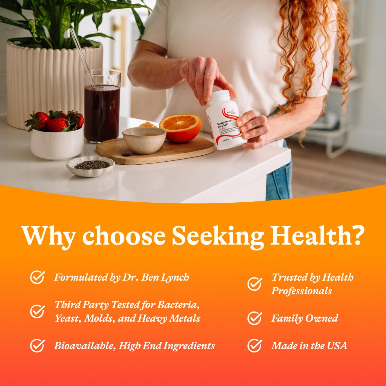 Seeking Health Multivitamin One MF - MTHFR Support Supplement with Calcium Folinate & Vitamin B12 - Easy-to-Digest - Methyl-Free Vegetarian Capsule - 45 Veggie Capsules Seeking Health Au supplements