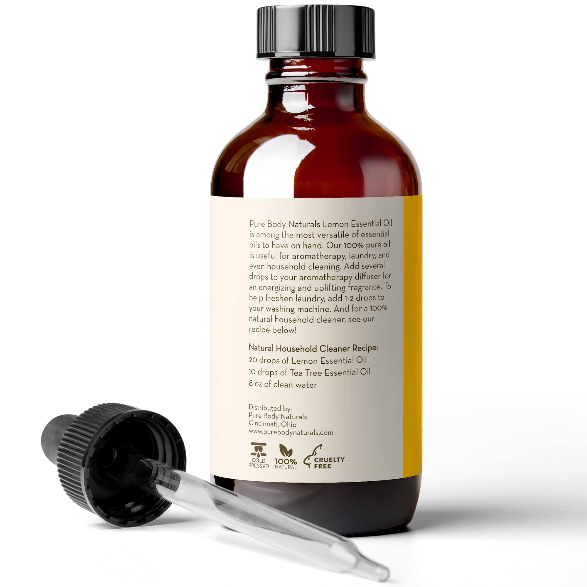 Lemon Essential Oil, 4 fl oz - 100% Pure & Undiluted Lemon Oil for Diffuser and DIY - Natural Deodorizer Pure Body Naturals Au supplements