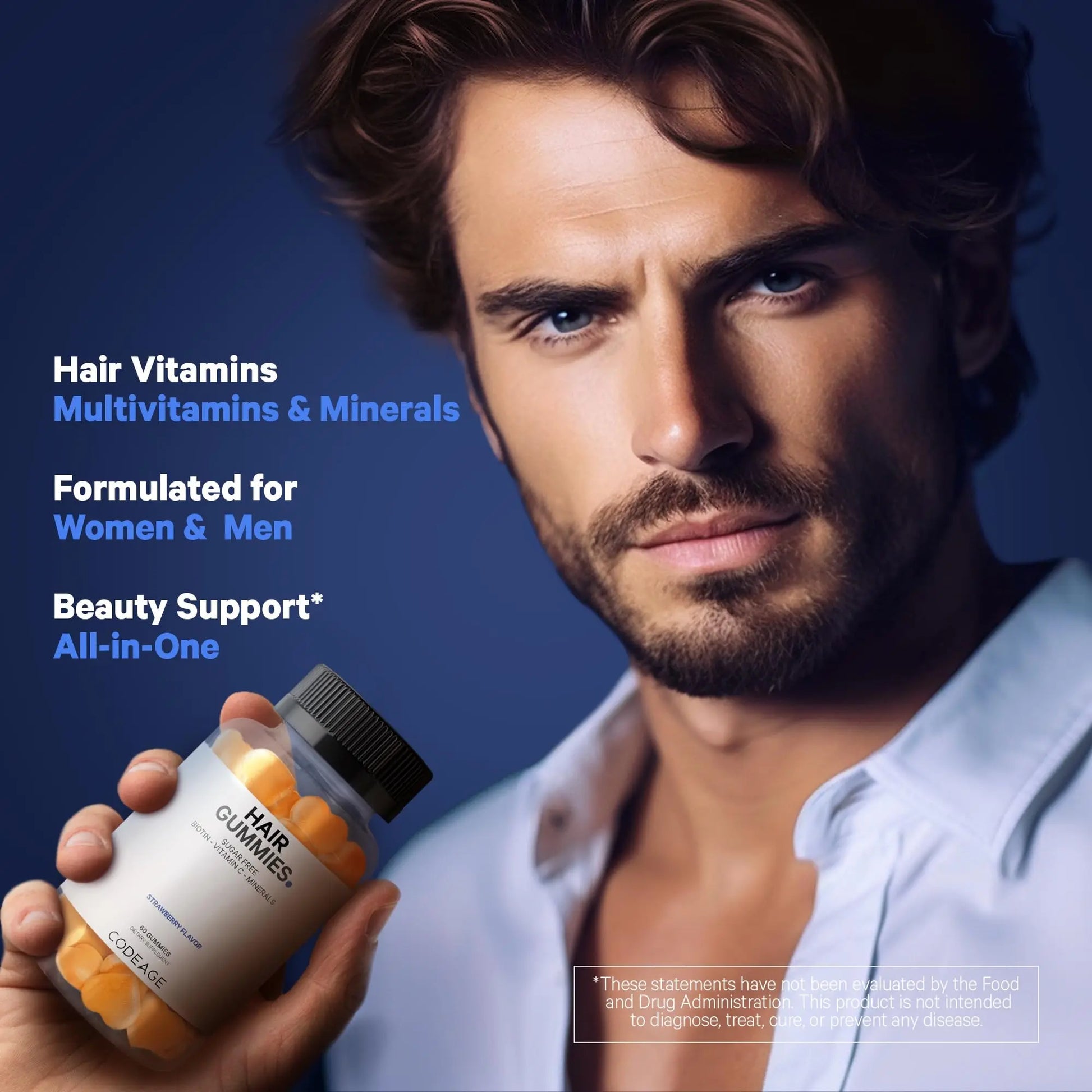 Codeage Hair Gummies, Biotin 5000 mcg, Sugar Free Growth Gummy Vitamins A, C, B6, B12, D3, Zinc, Inositol Supplement Codeage Au supplements