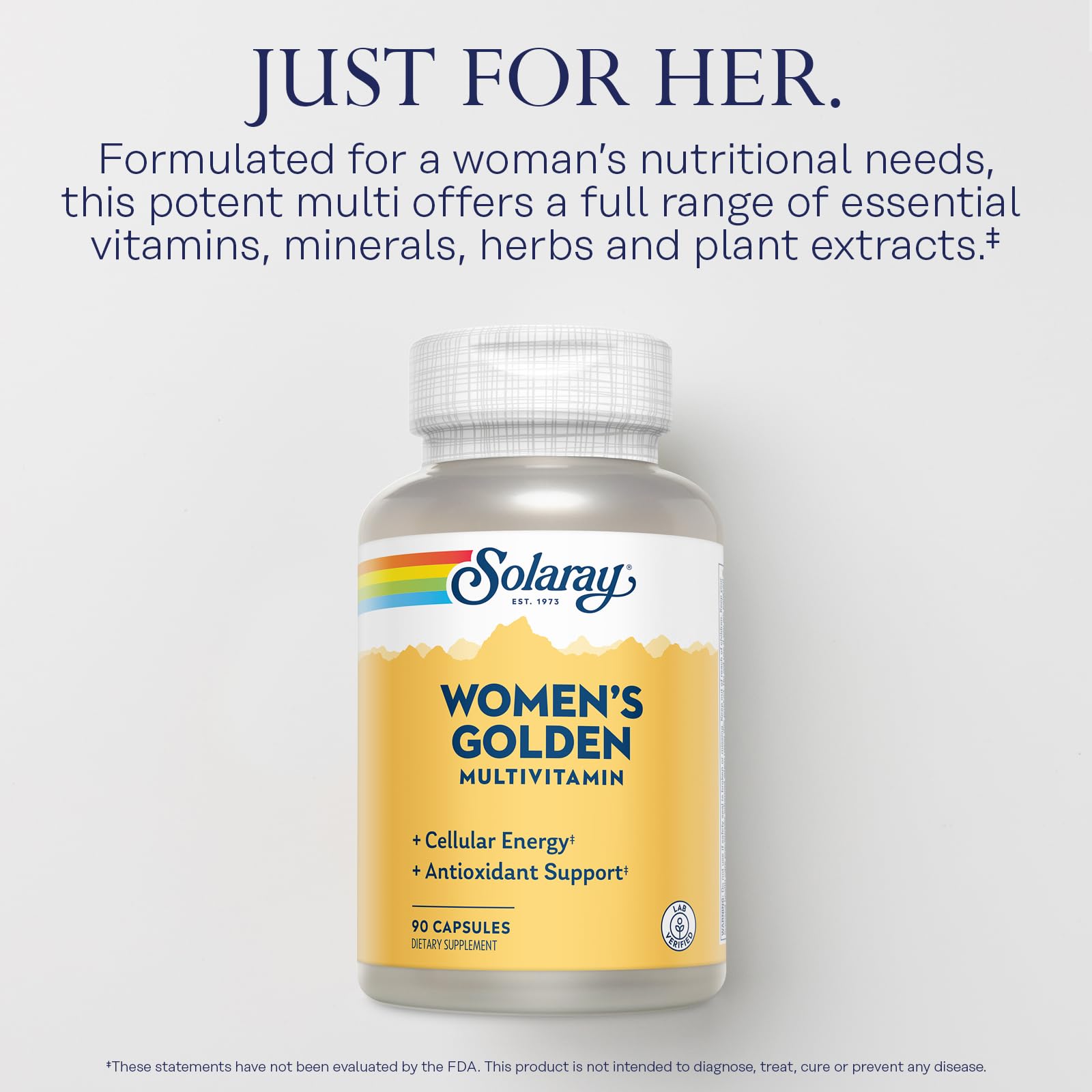 SOLARAY Women's Golden Multivitamin Supplement - Daily Wellness Vitamins for Women, Nutrient Rich, Cellular Energy Support Caps, Complex with Vitamins A, C, D, & E, Biotin, Calcium & More- 90 Capsules SOLARAY Au supplements