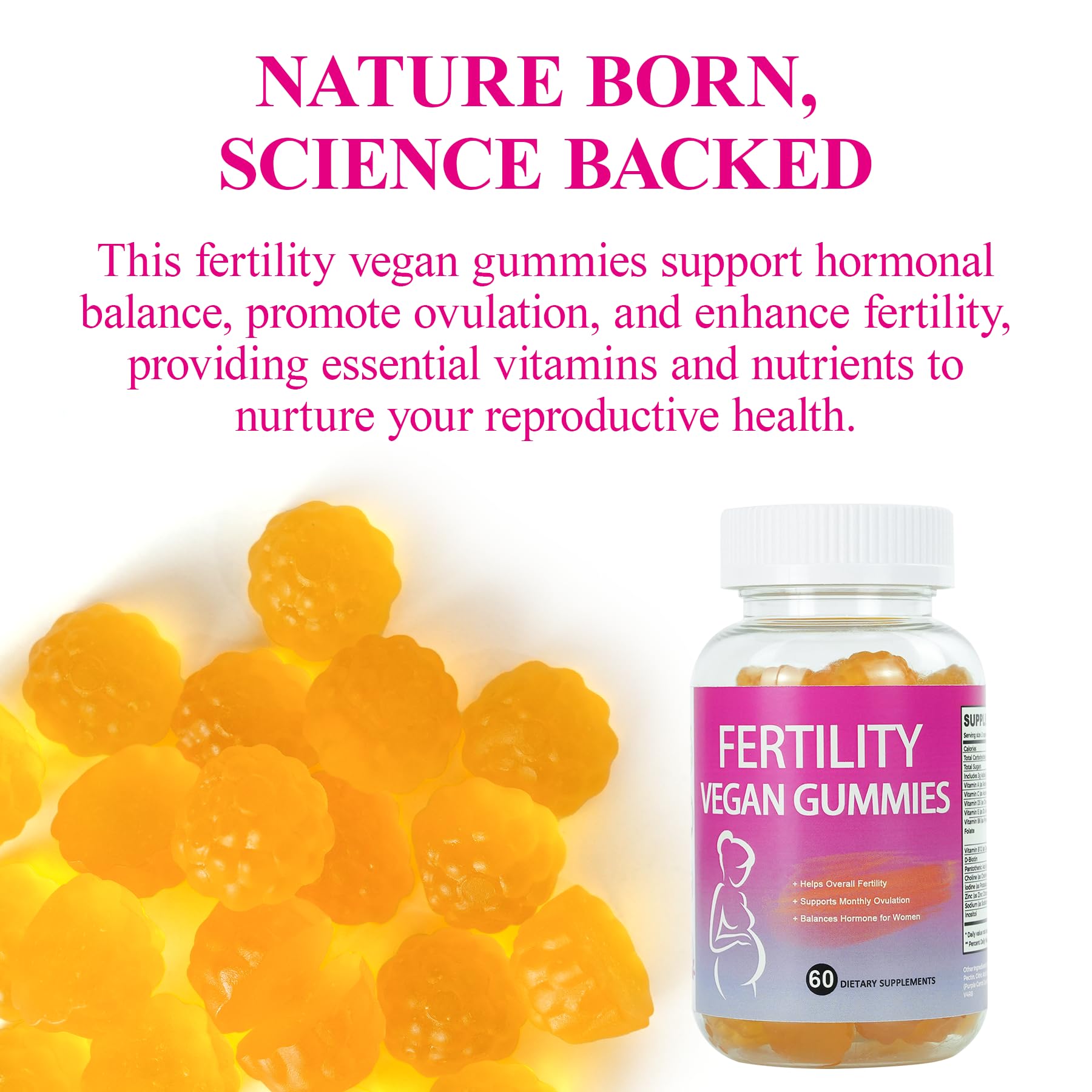 Fertility Gummies for Women to Get Pregnant Fast, Folic Acid Conception Gummies to Boost Fertility for Her, 60 Count Fertility Vitamin Gummy Support Hormone Balance, Ovulation & Period Cycle Aromlife Au supplements