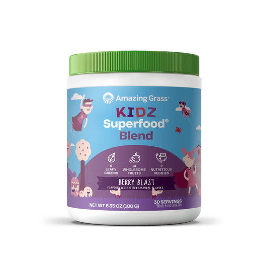 Amazing Grass Kidz Superfood: Organic Greens, Fruits, Veggies, Beet Root Powder & Probiotics for Healthy Kids, Berry Blast, 30 Servings Amazing GrassAU supplements
