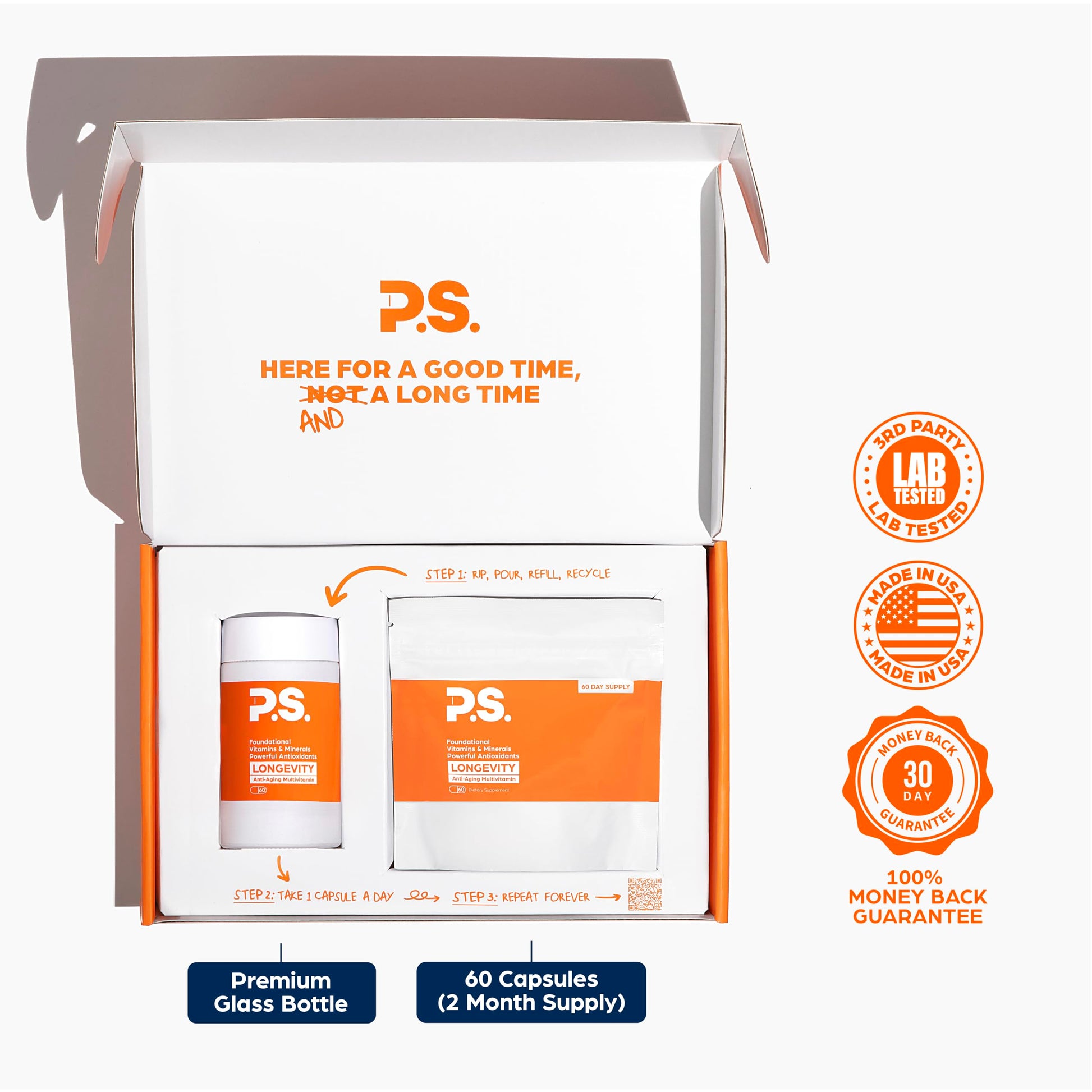 PS Longevity Supplement – Anti-Aging Multivitamin for Men & Women – Premium Methylated B Vitamins, CoQ10, NR, Urolithin A & Natural Antioxidants – Cellular Health, Energy & Memory – 2 Month Supply PS Au supplements