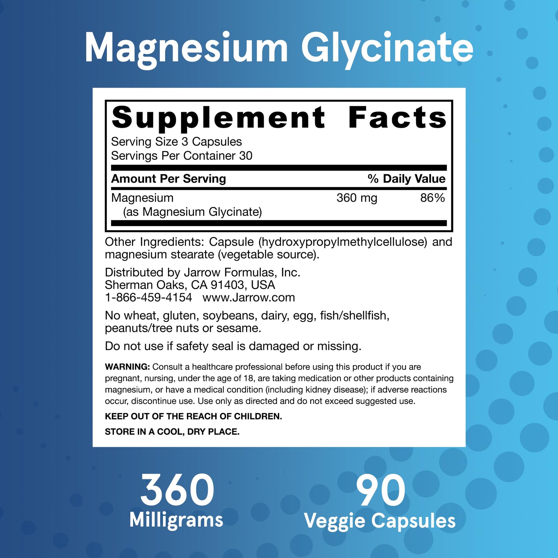 Jarrow Formulas Magnesium Glycinate Veggie Capsules - 360 mg Magnesium per Serving, Supports Relaxation and Healthy Sleep, 90 Count, 30 Day Supply Jarrow Formulas Au supplements