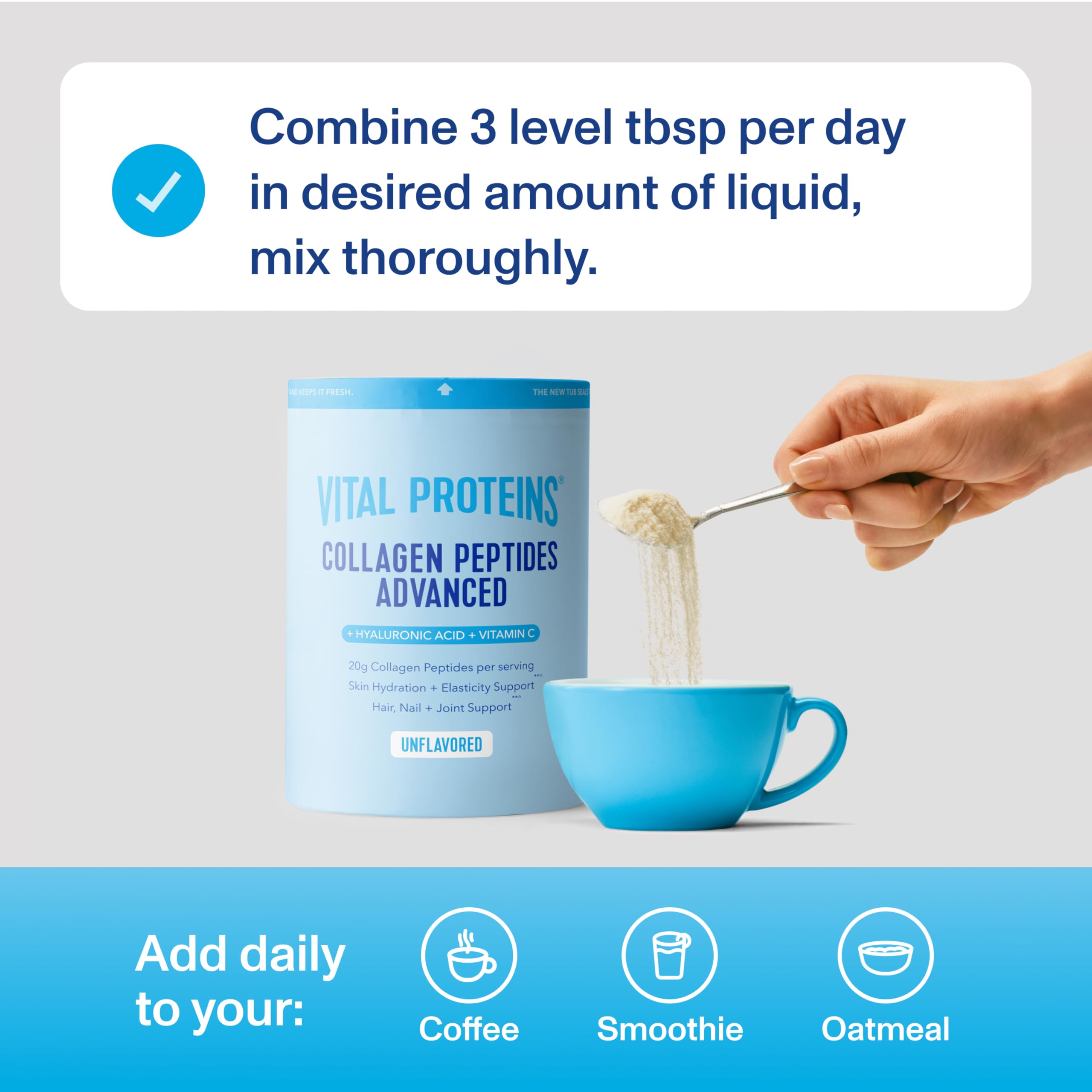 Vital Proteins Collagen Peptides Powder Advanced with Hyaluronic Acid & Vitamin C, 20oz Collagen Protein, Unflavored, 27 Servings vital proteins Au supplements