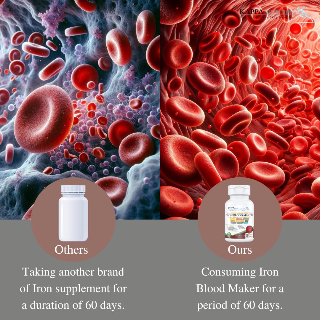 KAPPA NUTRITION Iron 26mg, Vitamin C & Orange 150mg, Folate 667mcg DFE, Vitamin B12, Beetroot, Brewers Yeast, Broccoli & MCT Oil 9 in 1 Advanced Complex (60 Capsules) KAPPA NUTRITION Au supplements